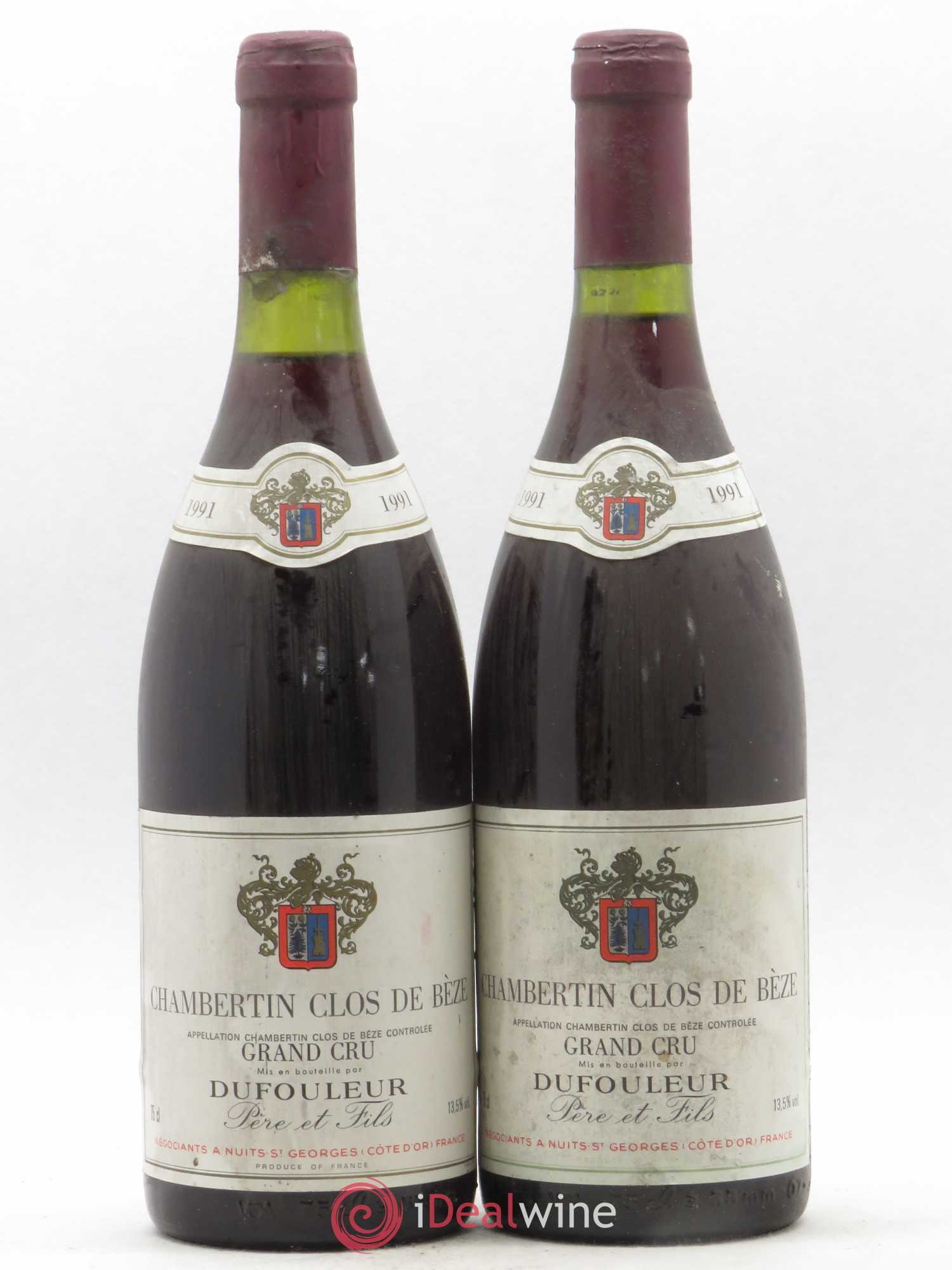 Chambertin Clos de Bèze Grand Cru Dufouleur 1991 - Lot de 2 bouteilles - 0
