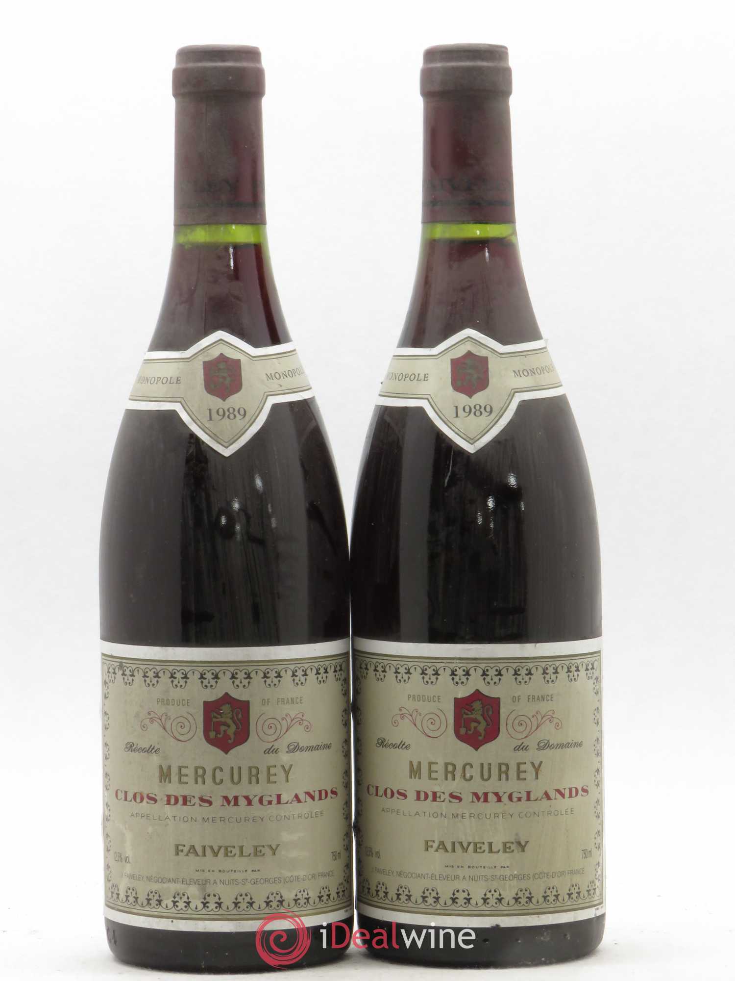 Mercurey Clos des Myglands Faiveley 1989 - Posten von 2 Flaschen - 0