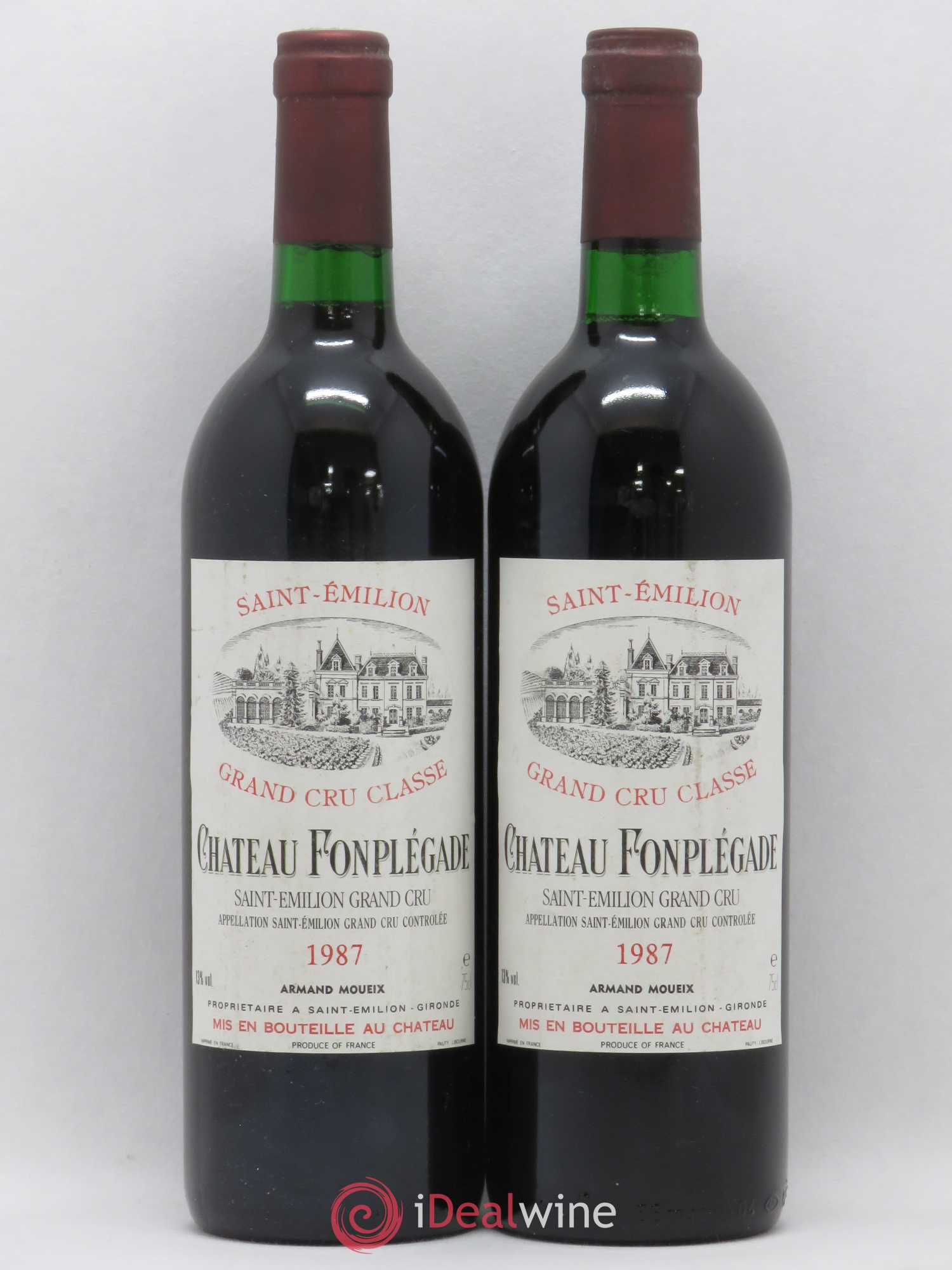 Château Fonplegade Grand Cru Classé 1987 - Lot de 2 bouteilles - 0