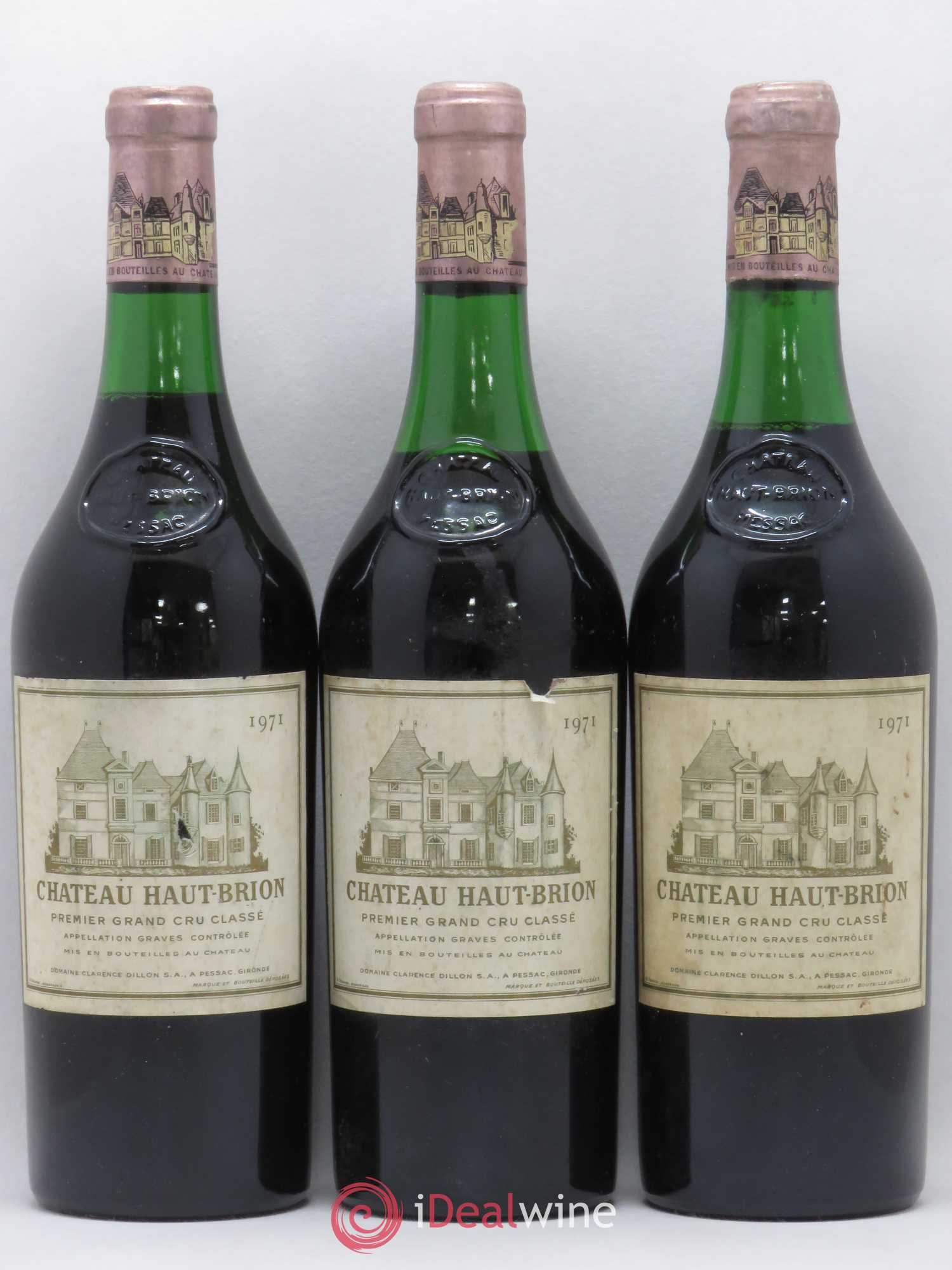 Château Haut Brion 1er Grand Cru Classé 1971 - Lot de 3 bouteilles - 0