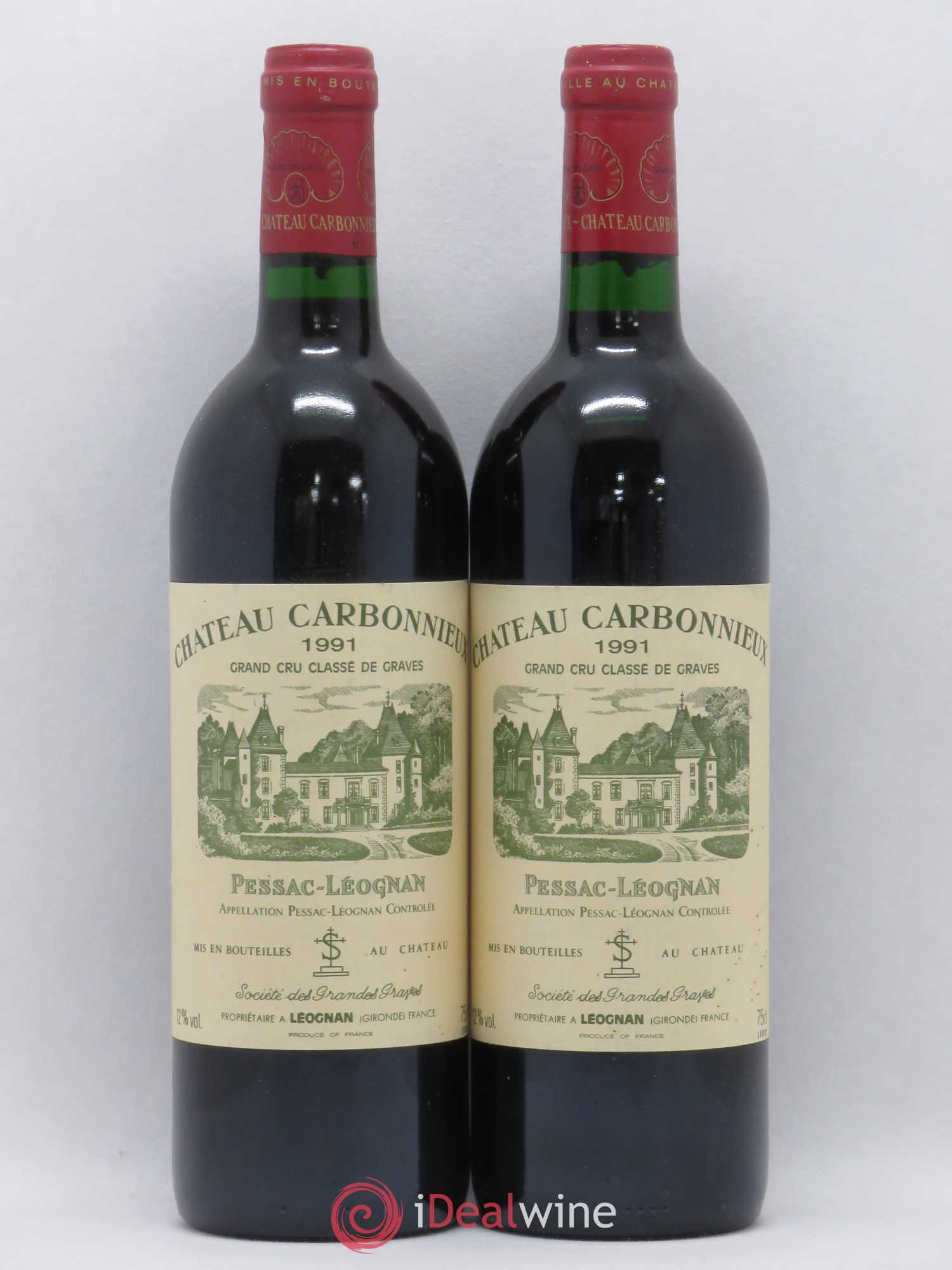 Château Carbonnieux Cru Classé de Graves 1991 - Lot de 2 bouteilles - 0