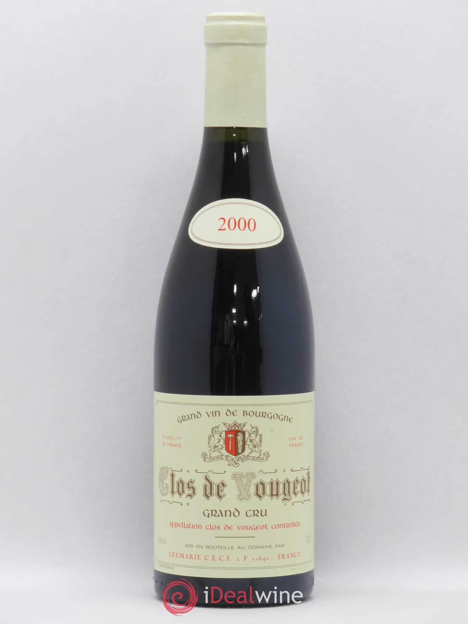 Clos de Vougeot Grand Cru Domaine Leymarie 2000 - Lot de 1 bouteille - 0