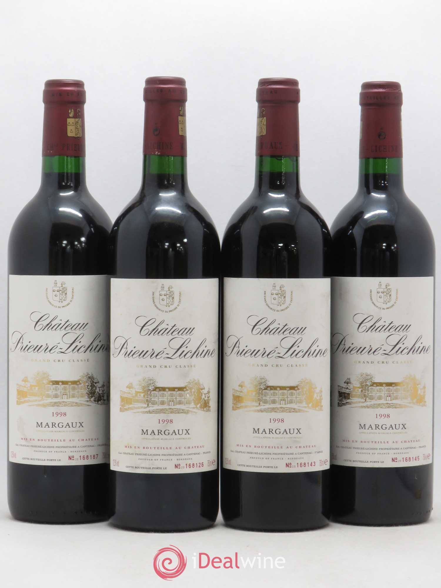 Château Prieuré Lichine 4ème Grand Cru Classé 1998 - Lot de 4 bouteilles - 0