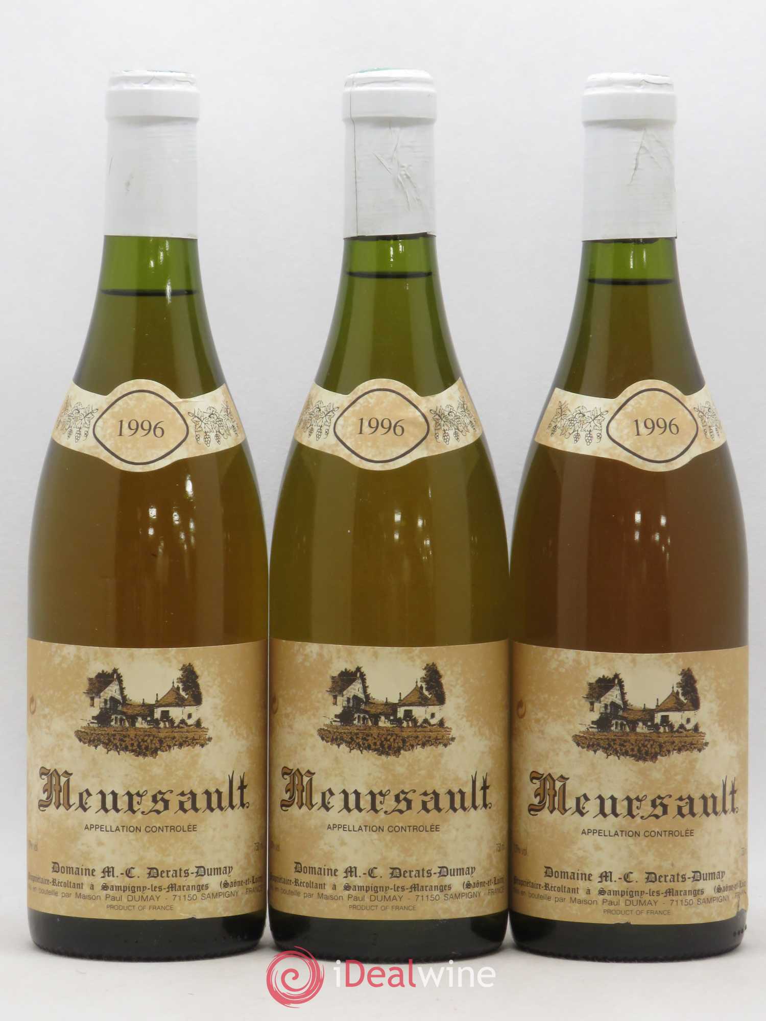 Meursault Domaine Derats Dumay 1996 - Lot de 3 bouteilles - 0