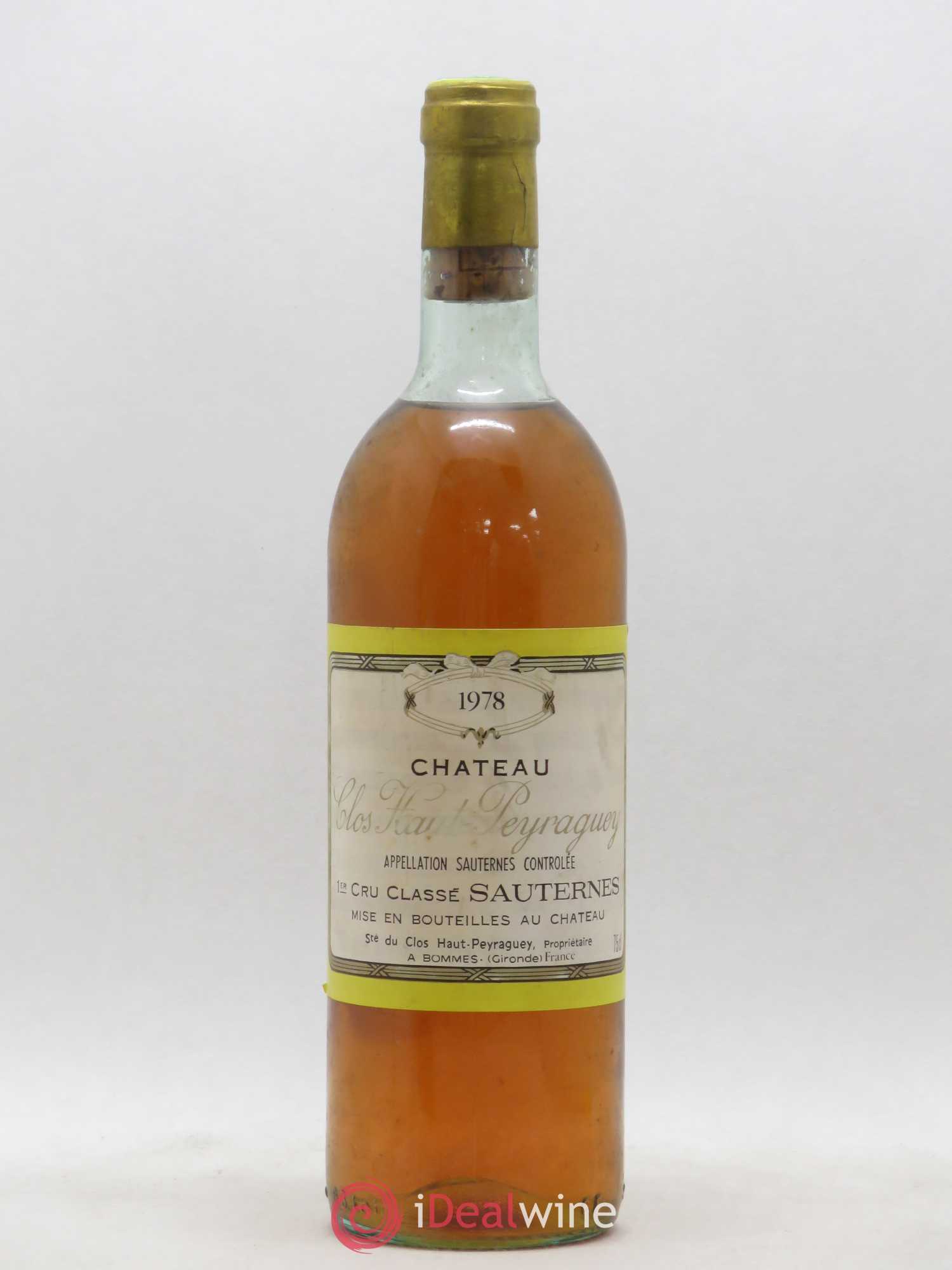 Clos Haut-Peyraguey 1er Grand Cru Classé 1978 - Lotto di 1 bottiglia - 0