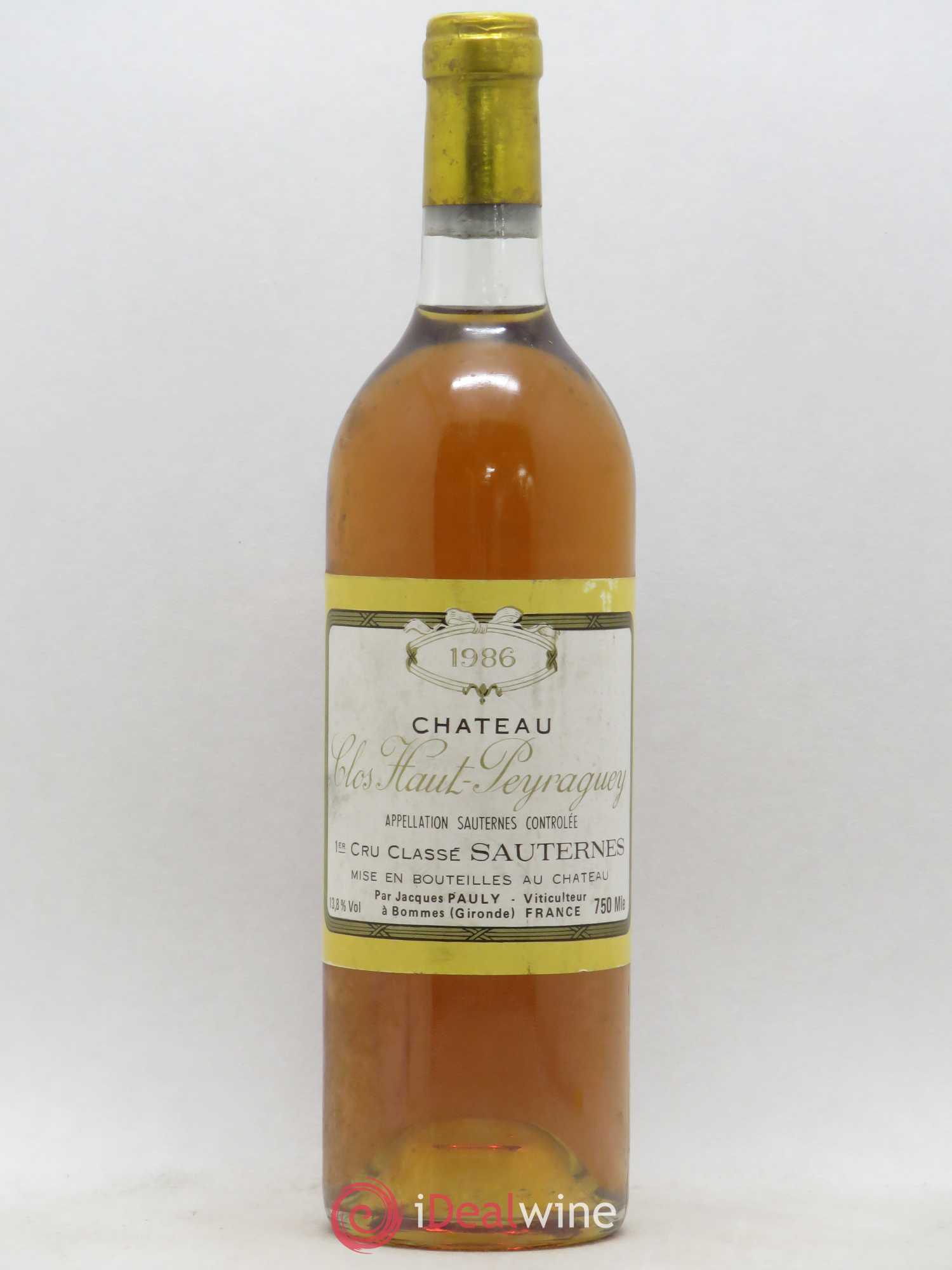 Clos Haut-Peyraguey 1er Grand Cru Classé 1986 - Lotto di 1 bottiglia - 0