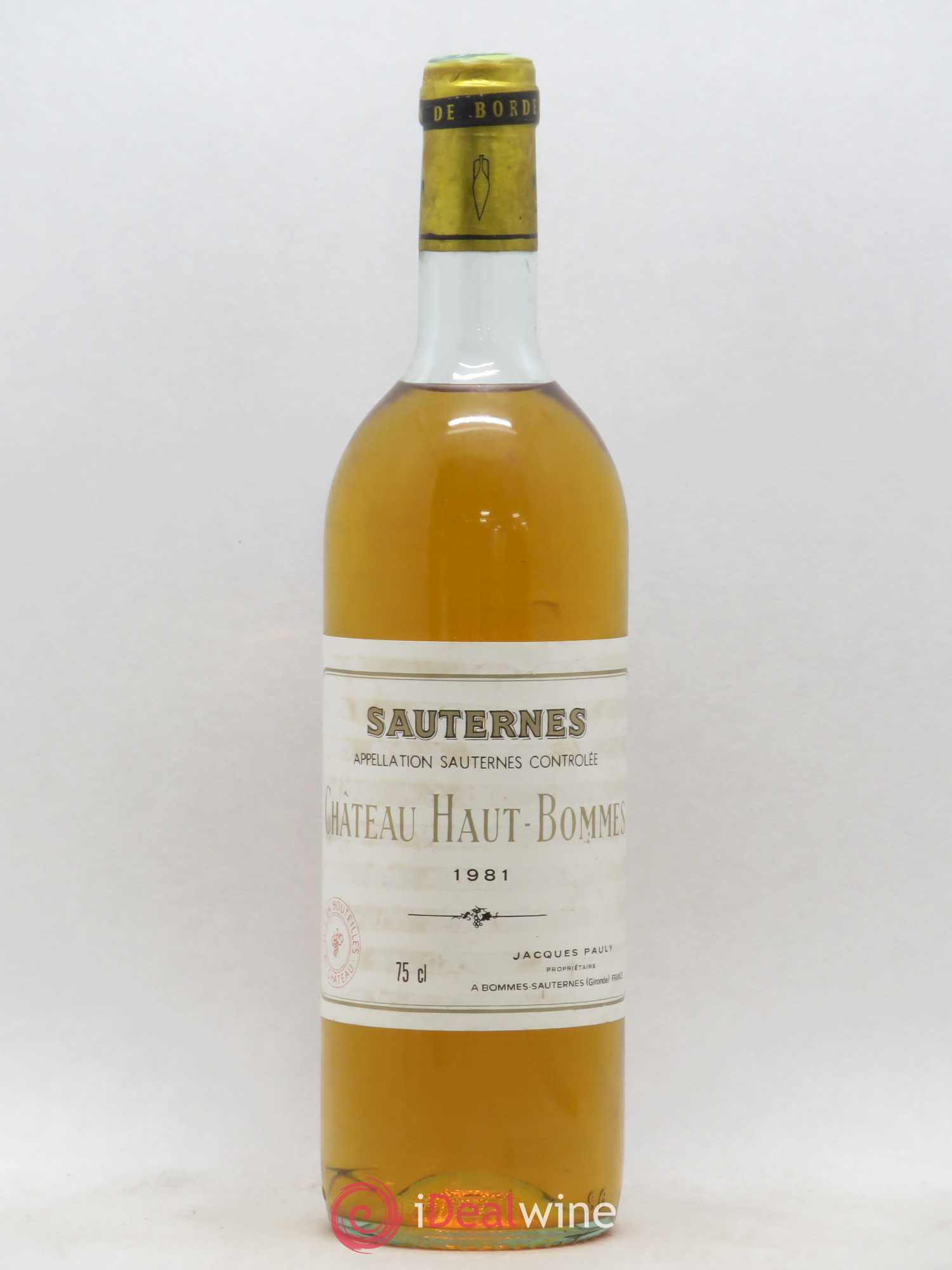 Sauternes Château Haut Bommes 1981 - Lotto di 1 bottiglia - 0