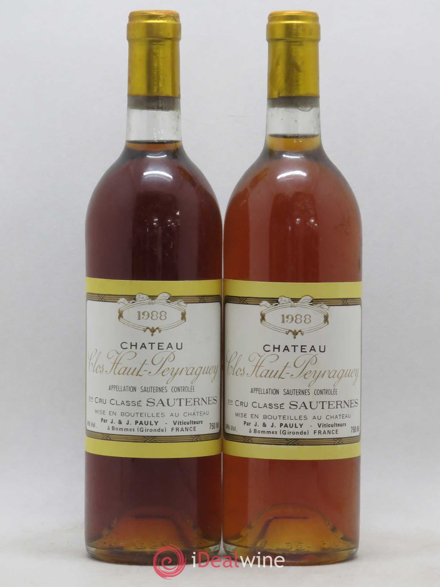 Clos Haut-Peyraguey 1er Grand Cru Classé 1988 - Lotto di 2 bottiglie - 0