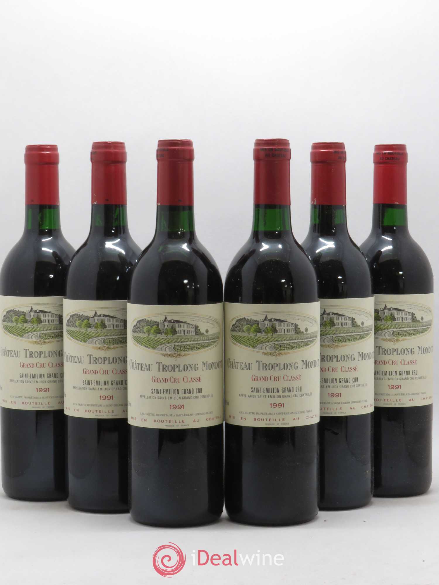 Château Troplong Mondot 1er Grand Cru Classé B 1991 - Lot de 6 bouteilles - 0