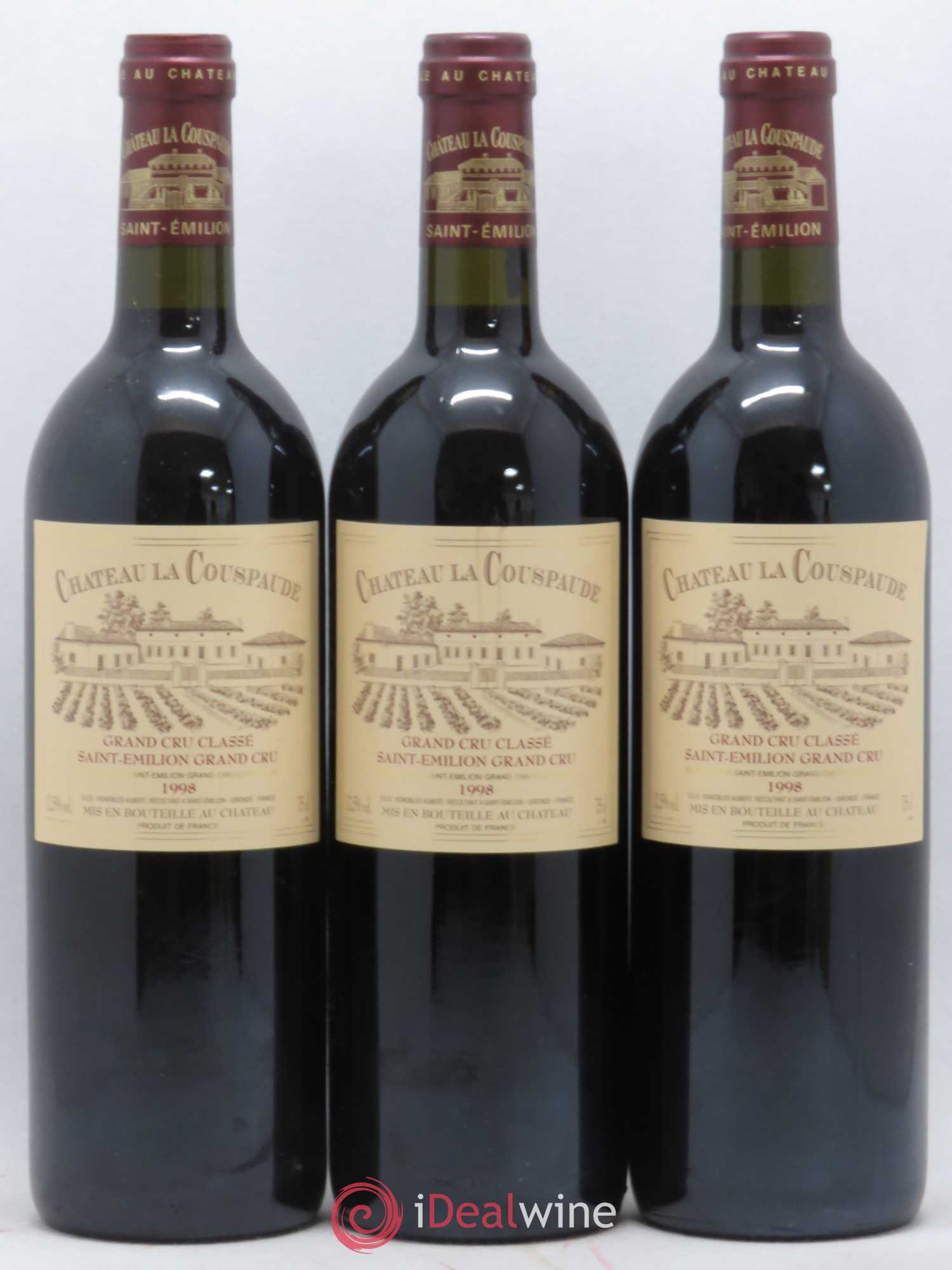 Château la Couspaude Grand Cru Classé 1998 - Lot de 3 bouteilles - 0