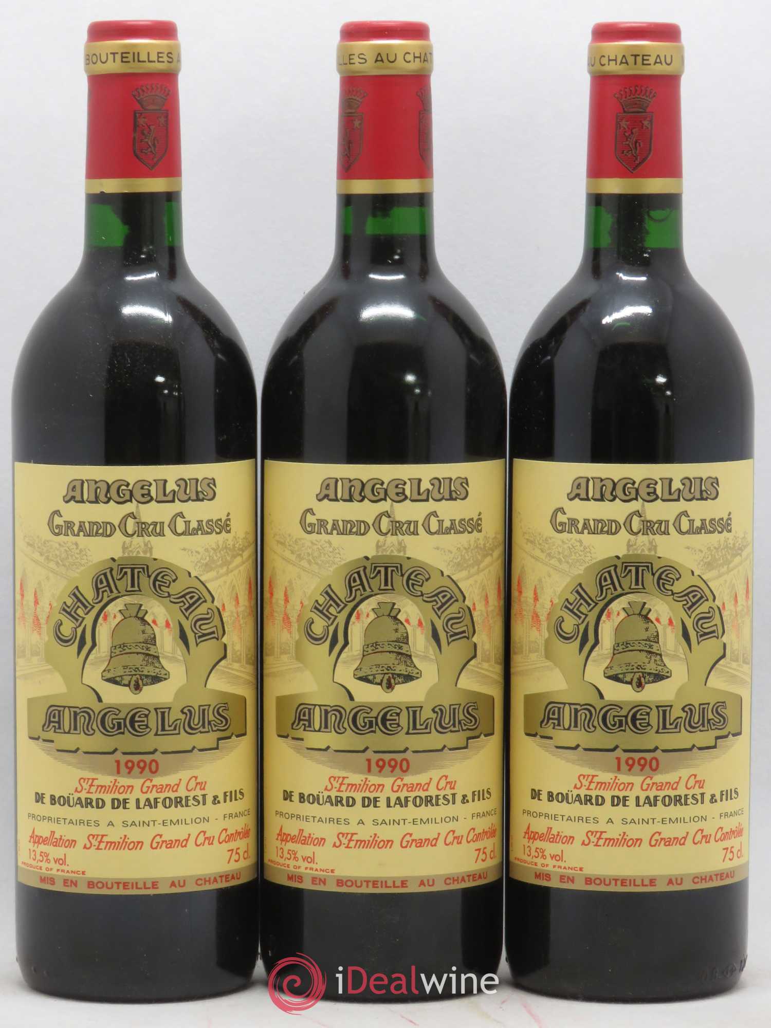 Château Angélus 1er Grand Cru Classé A 1990 - Lot de 3 bouteilles - 0