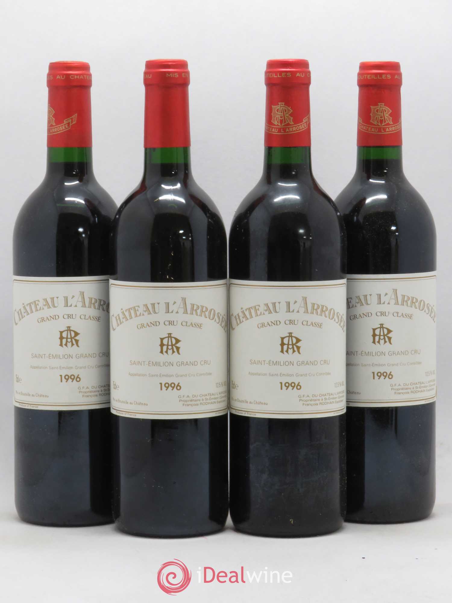 Château l' Arrosée Grand Cru Classé 1996 - Lot de 4 bouteilles - 0