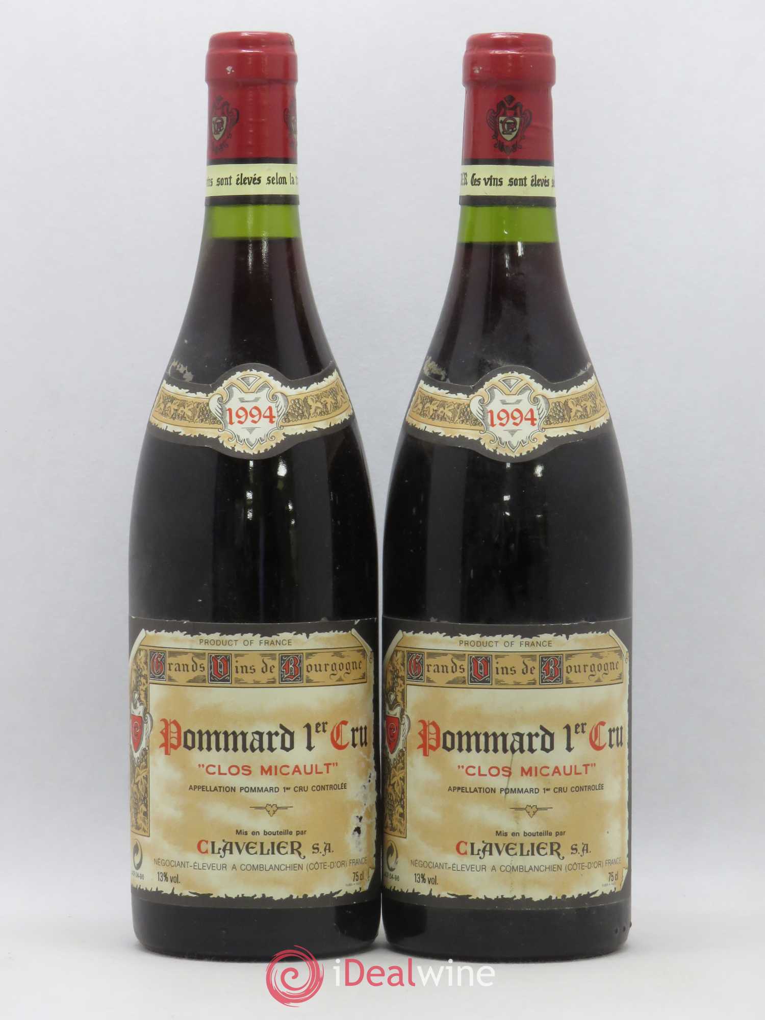 Pommard 1er Cru Clos Micault Clavelier S.A. 1994 - Posten von 2 Flaschen - 0