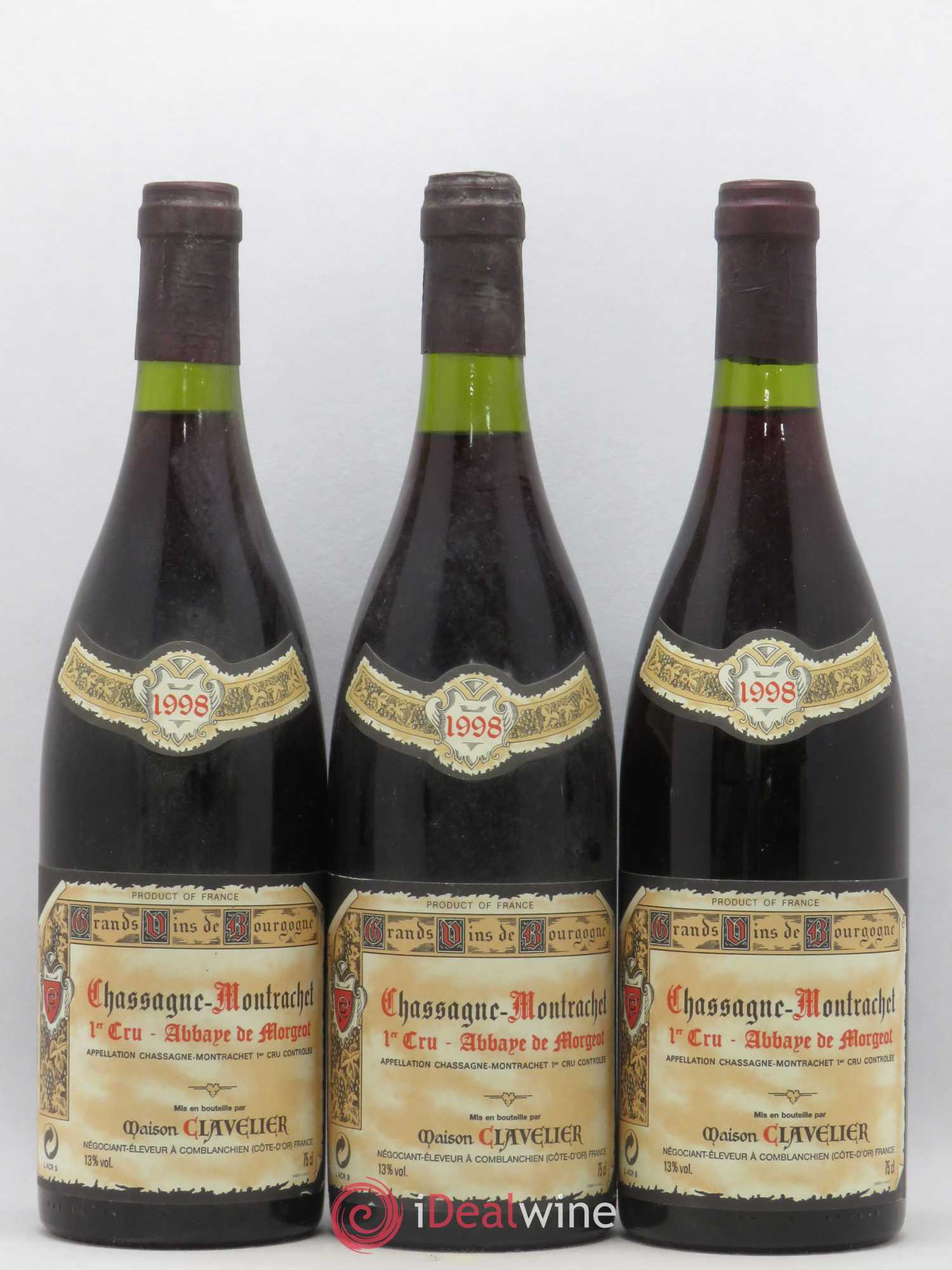 Chassagne-Montrachet 1er Cru Abbaye de Morgeot Maison Clavelier 1998 - Lotto di 3 bottiglie - 0