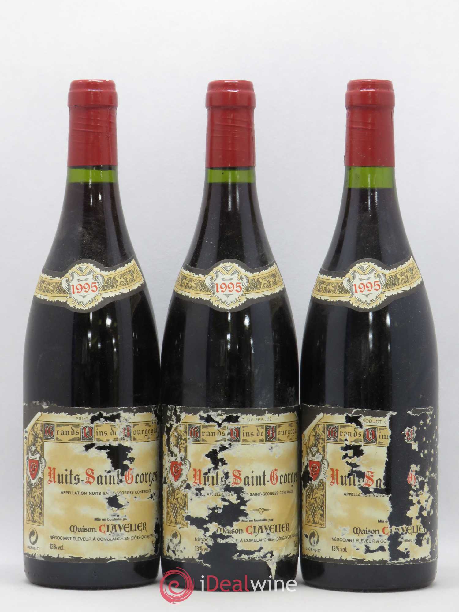 Nuits-Saint-Georges Maison Clavelier 1995 - Lot de 3 bouteilles - 0