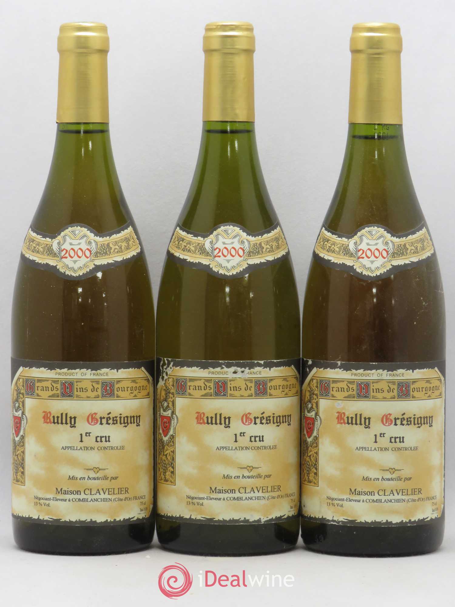 Rully 1er Cru Grésigny Maison Clavelier 2000 - Lotto di 3 bottiglie - 0