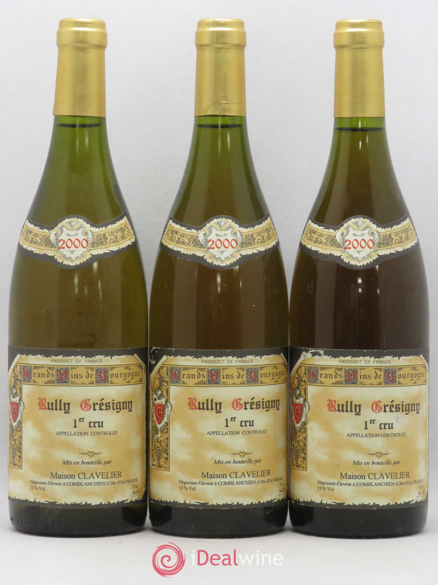 Rully 1er Cru Grésigny Maison Clavelier 2000 - Posten von 3 Flaschen - 0