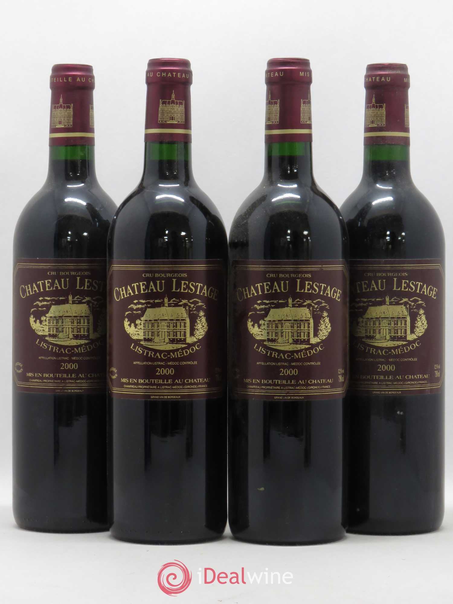 Château Lestage Cru Bourgeois 2000 - Lot de 4 bouteilles - 0