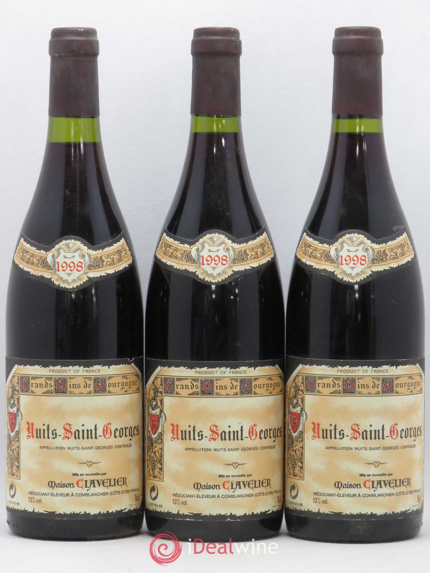 Nuits-Saint-Georges Maison Clavelier 1998 - Lot de 3 bouteilles - 0