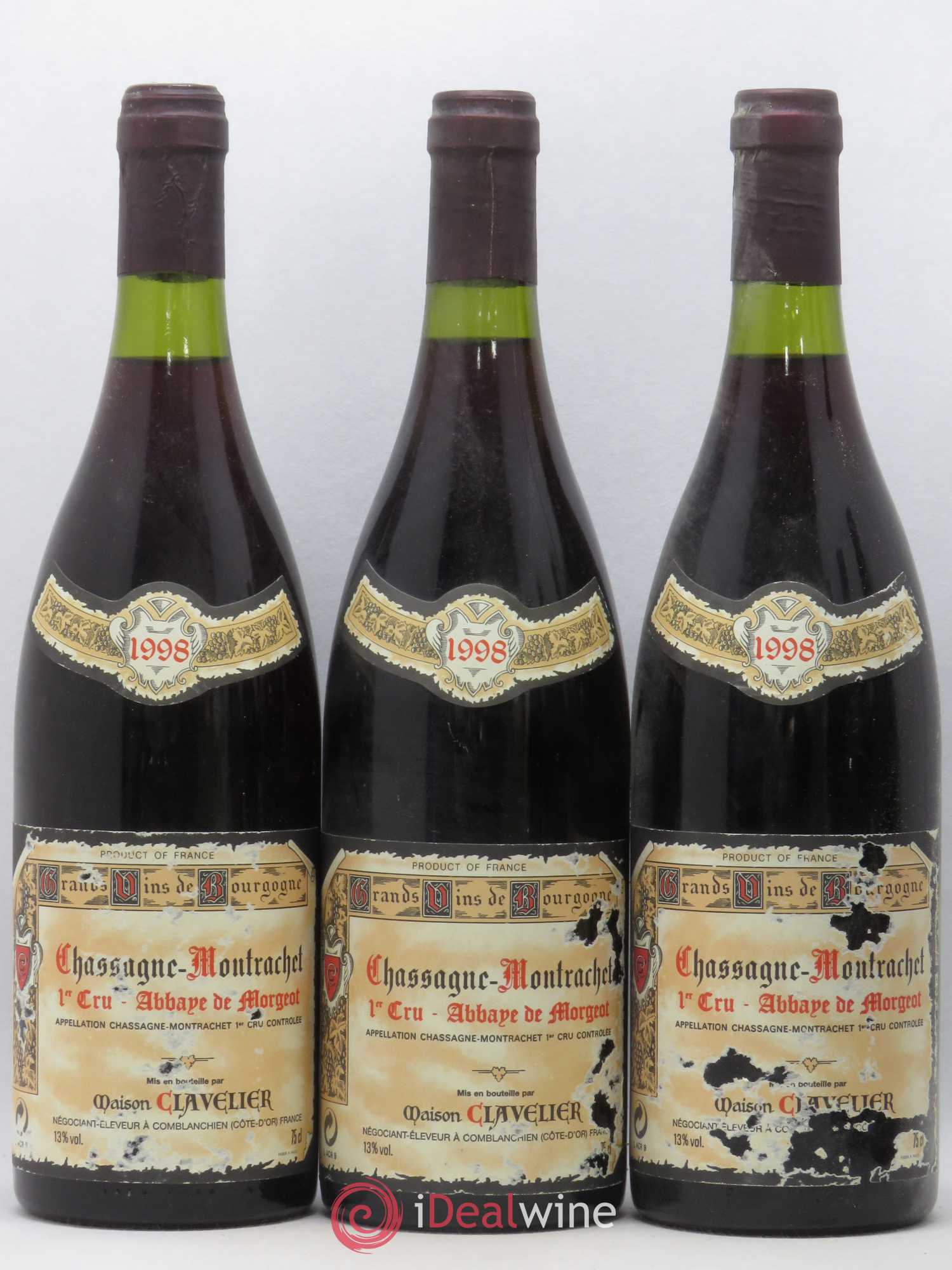 Chassagne-Montrachet 1er Cru Abbaye de Morgeot Clavelier 1998 - Lot de 6 bouteilles - 1