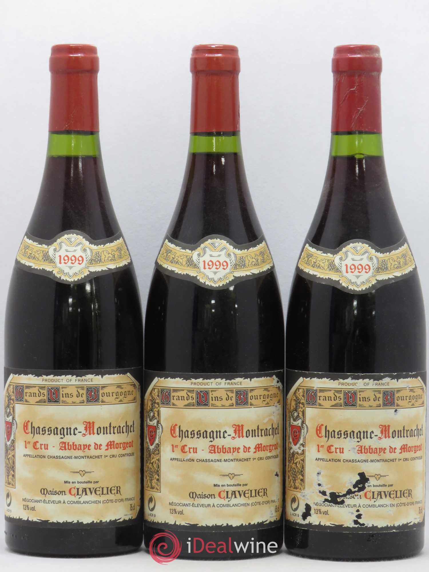 Chassagne-Montrachet 1er Cru Abbaye de Morgeot Maison Clavelier 1999 - Lotto di 3 bottiglie - 0