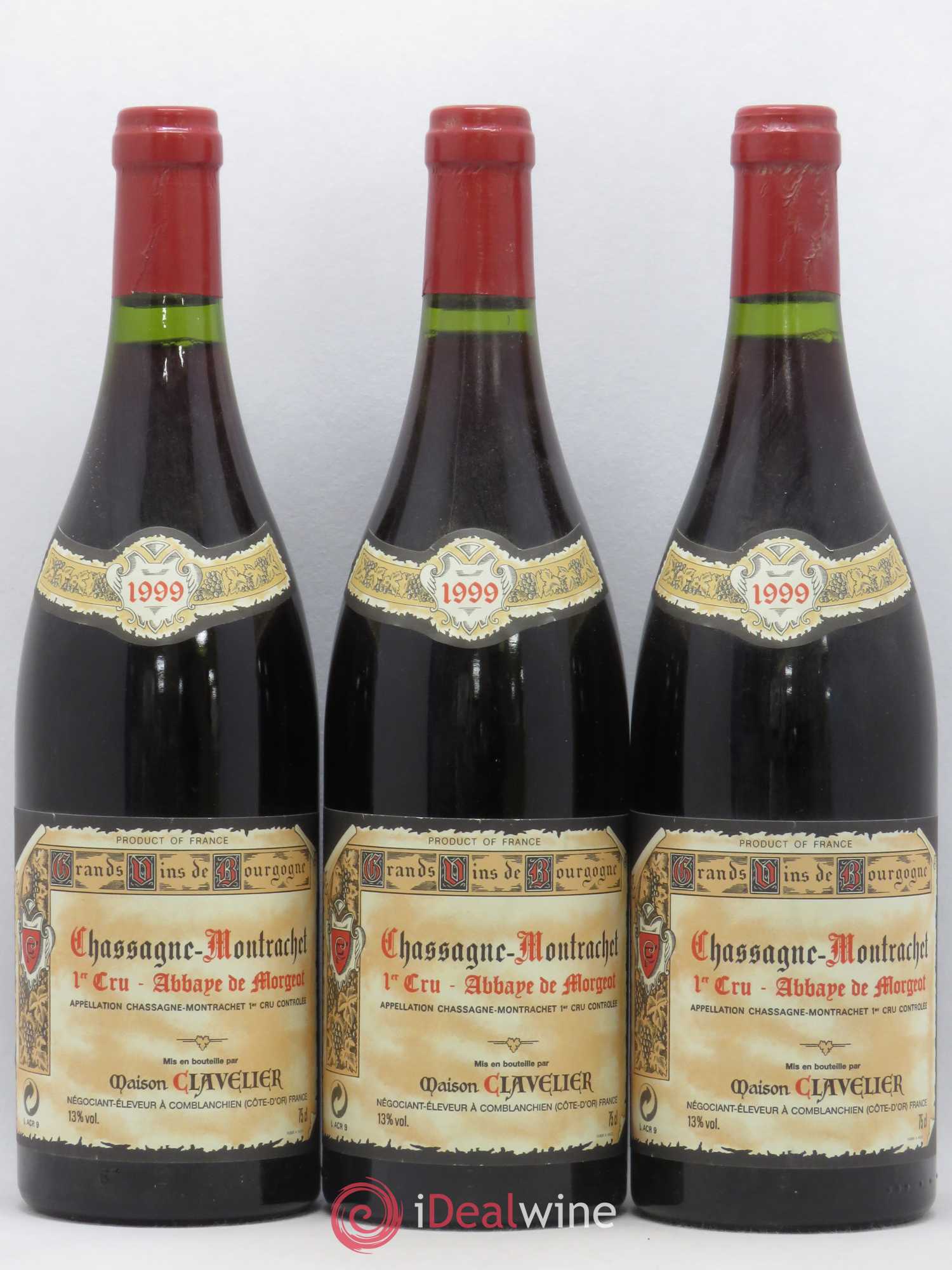 Chassagne-Montrachet 1er Cru Abbaye de Morgeot Maison Clavelier 1999 - Lotto di 3 bottiglie - 0
