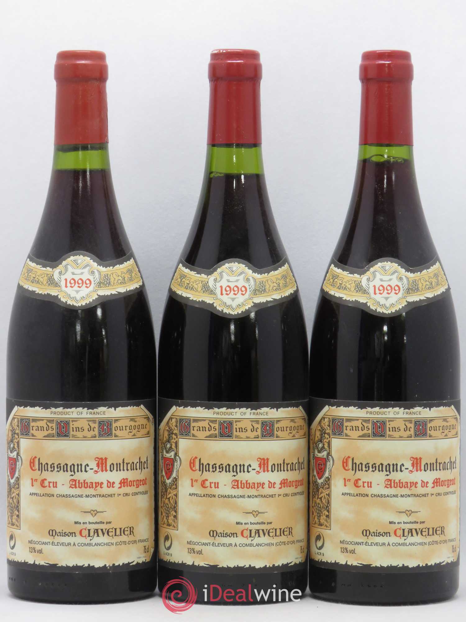 Chassagne-Montrachet 1er Cru Abbaye de Morgeot Maison Clavelier 1999 - Lotto di 3 bottiglie - 0