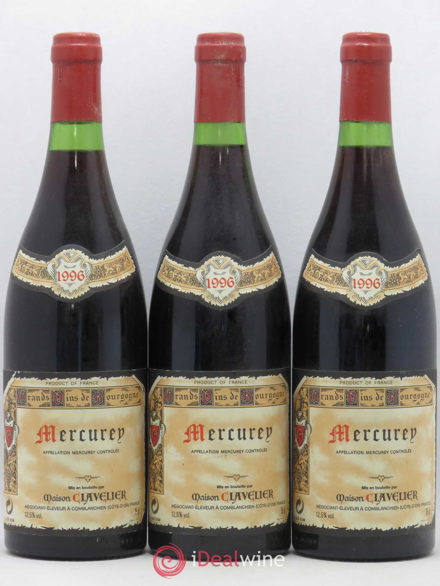 Mercurey Maison Clavelier 1996 - Lot de 3 bouteilles - 0
