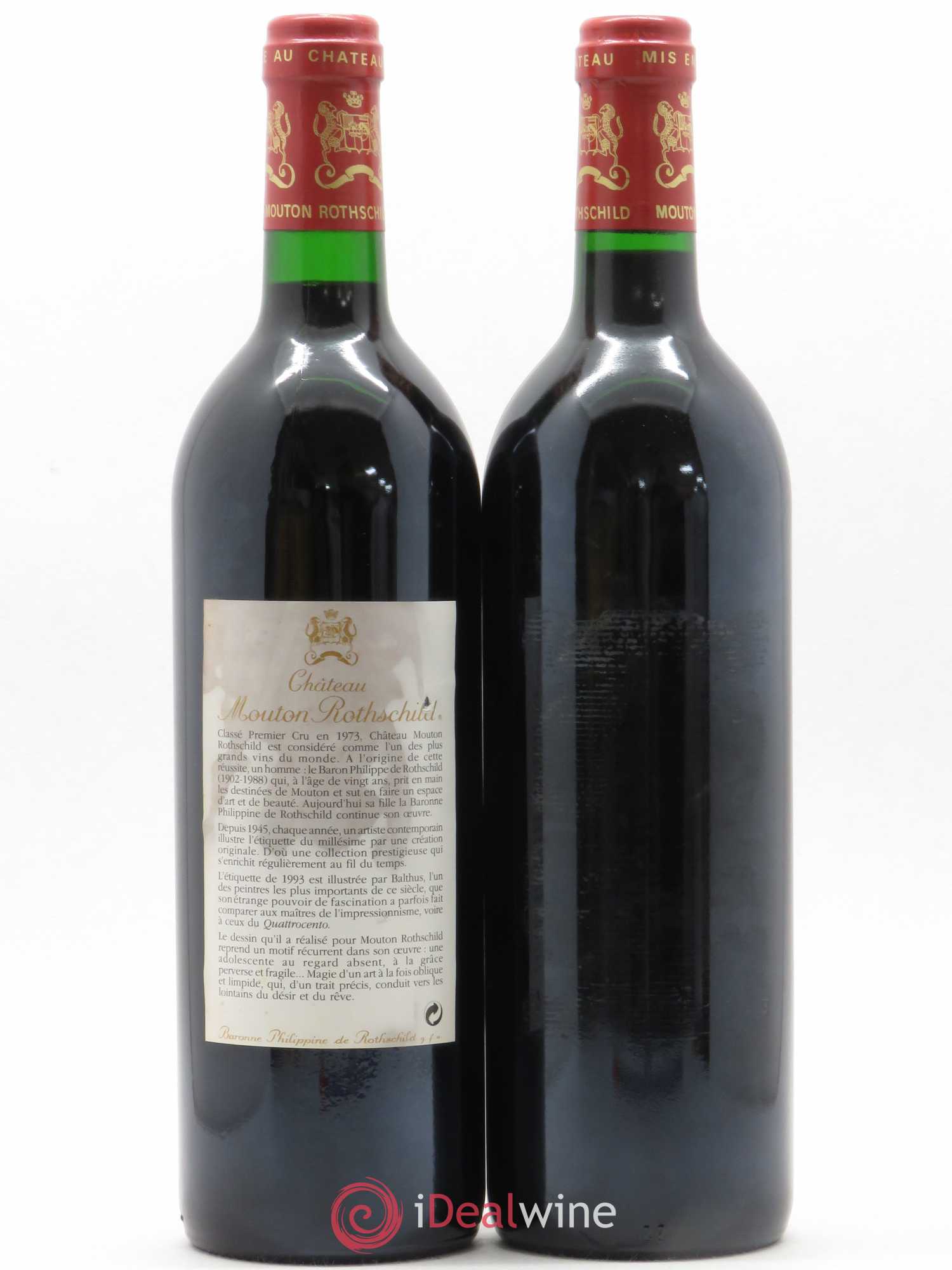 Château Mouton Rothschild 1er Grand Cru Classé 1993 - Lot de 2 bouteilles - 1