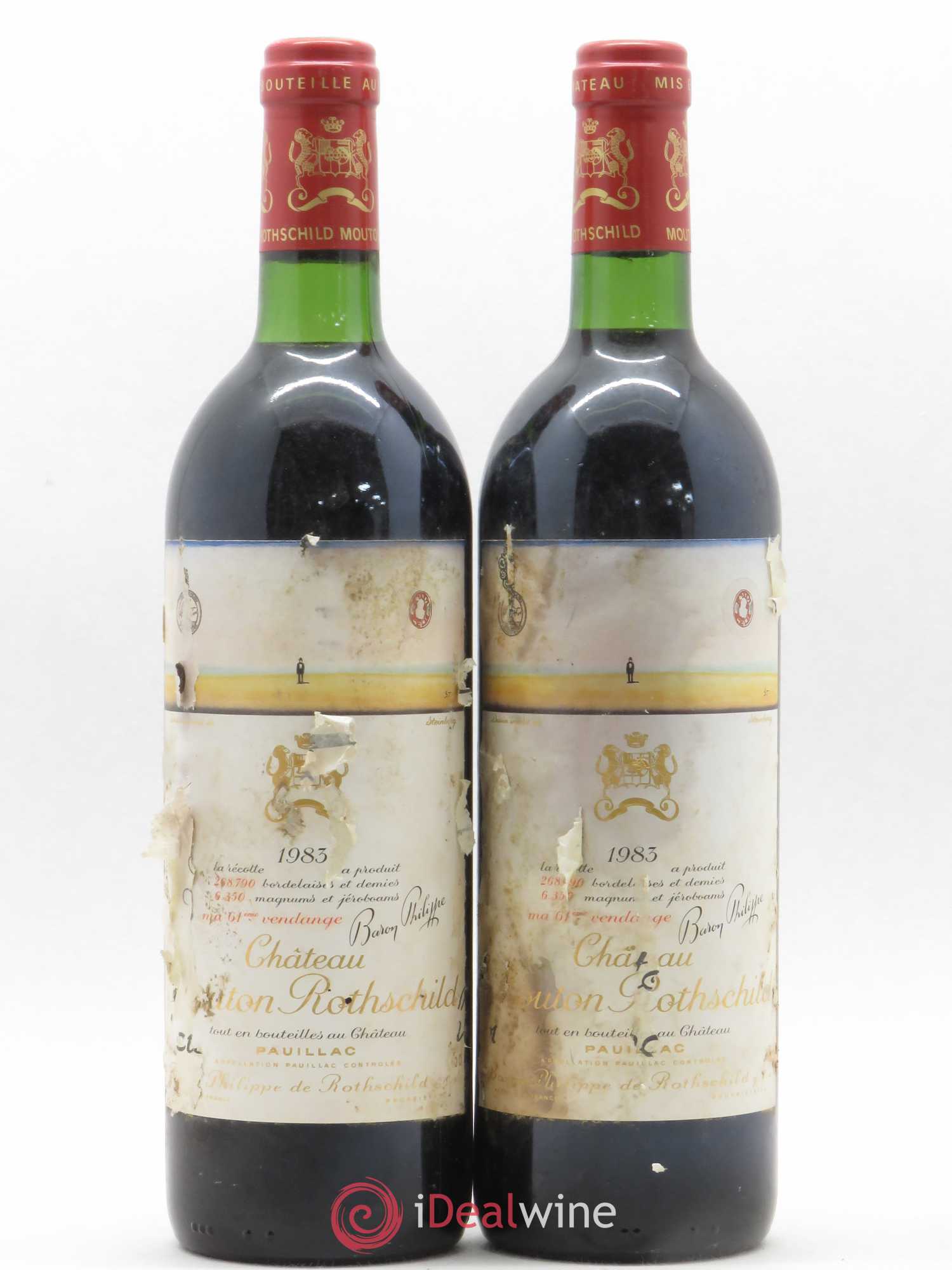 Château Mouton Rothschild 1er Grand Cru Classé 1983 - Lot de 2 bouteilles - 0