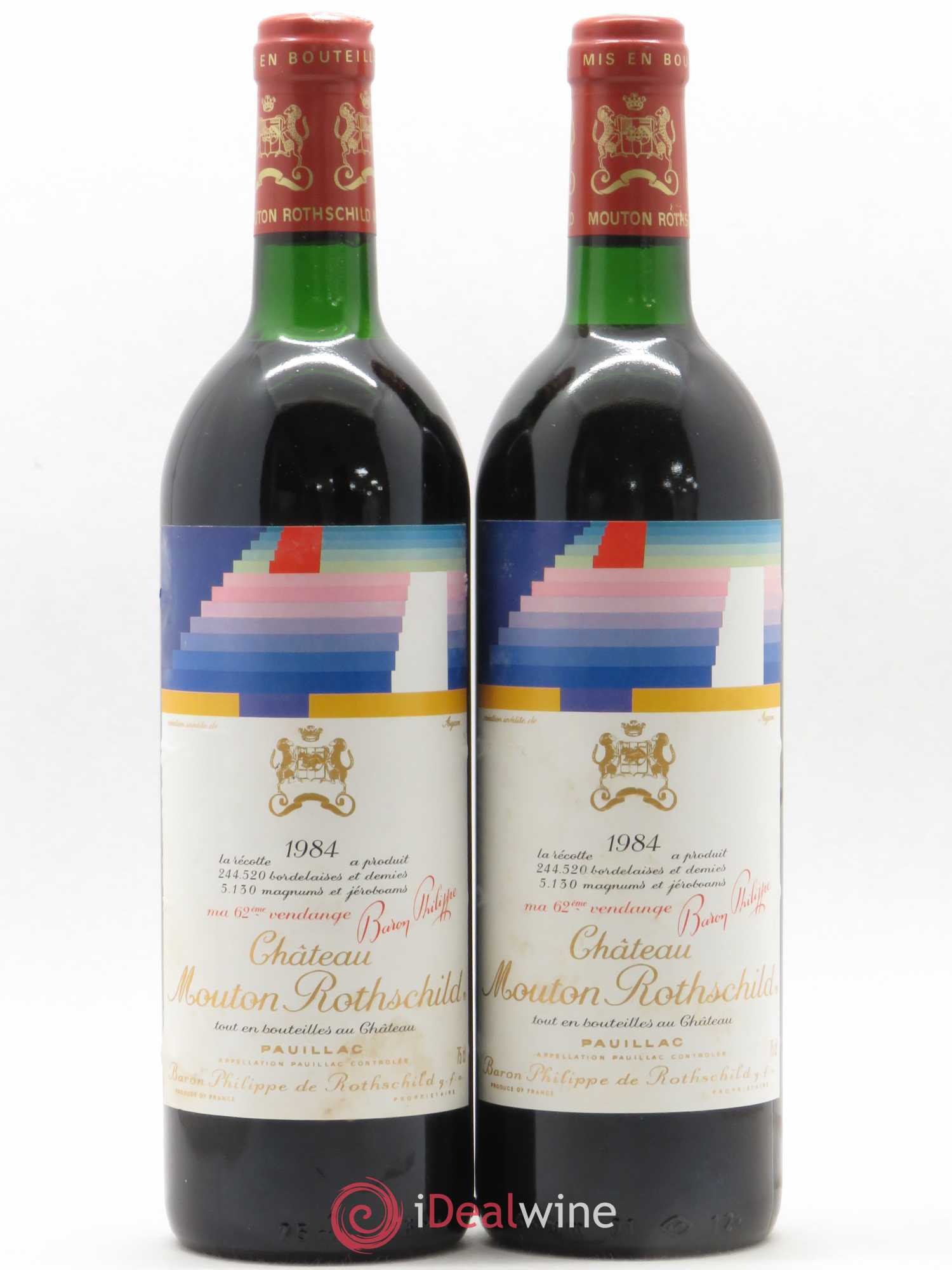 Château Mouton Rothschild 1er Grand Cru Classé 1984 - Lot de 2 bouteilles - 0