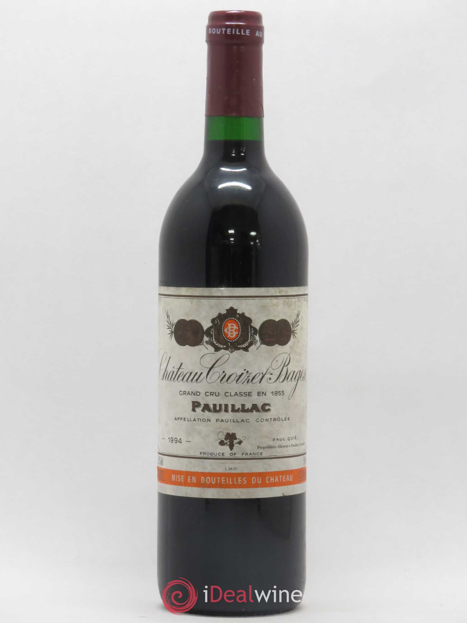 Château Croizet Bages 5ème Grand Cru Classé 1994 - Lot de 1 bouteille - 0