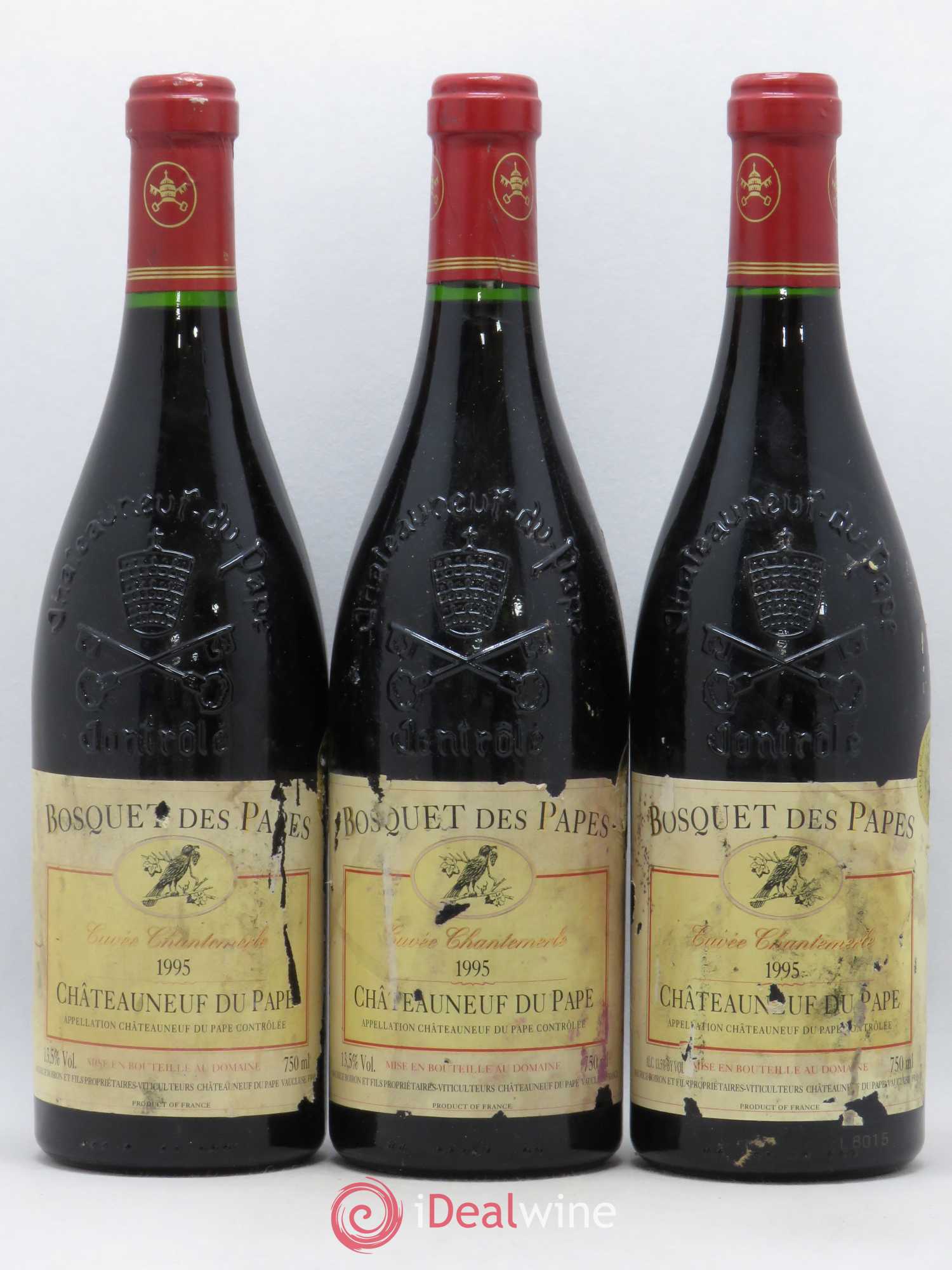 Châteauneuf-du-Pape Bosquet des Papes Famille Boiron Cuvée Chantemerle (sans prix de réserve) 1995 - Lotto di 3 bottiglie - 0