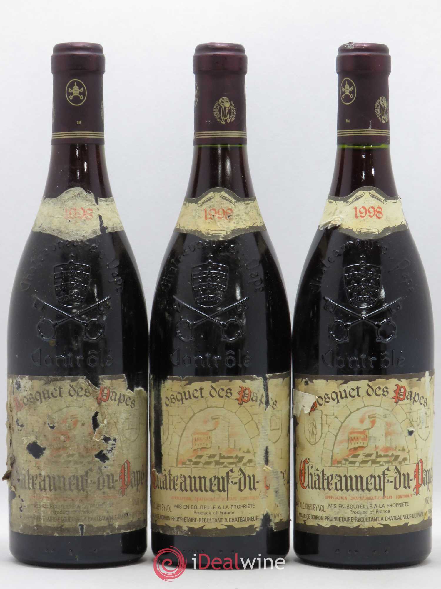 Châteauneuf-du-Pape Bosquet des Papes Famille Boiron 1998 - Lot de 3 bouteilles - 0
