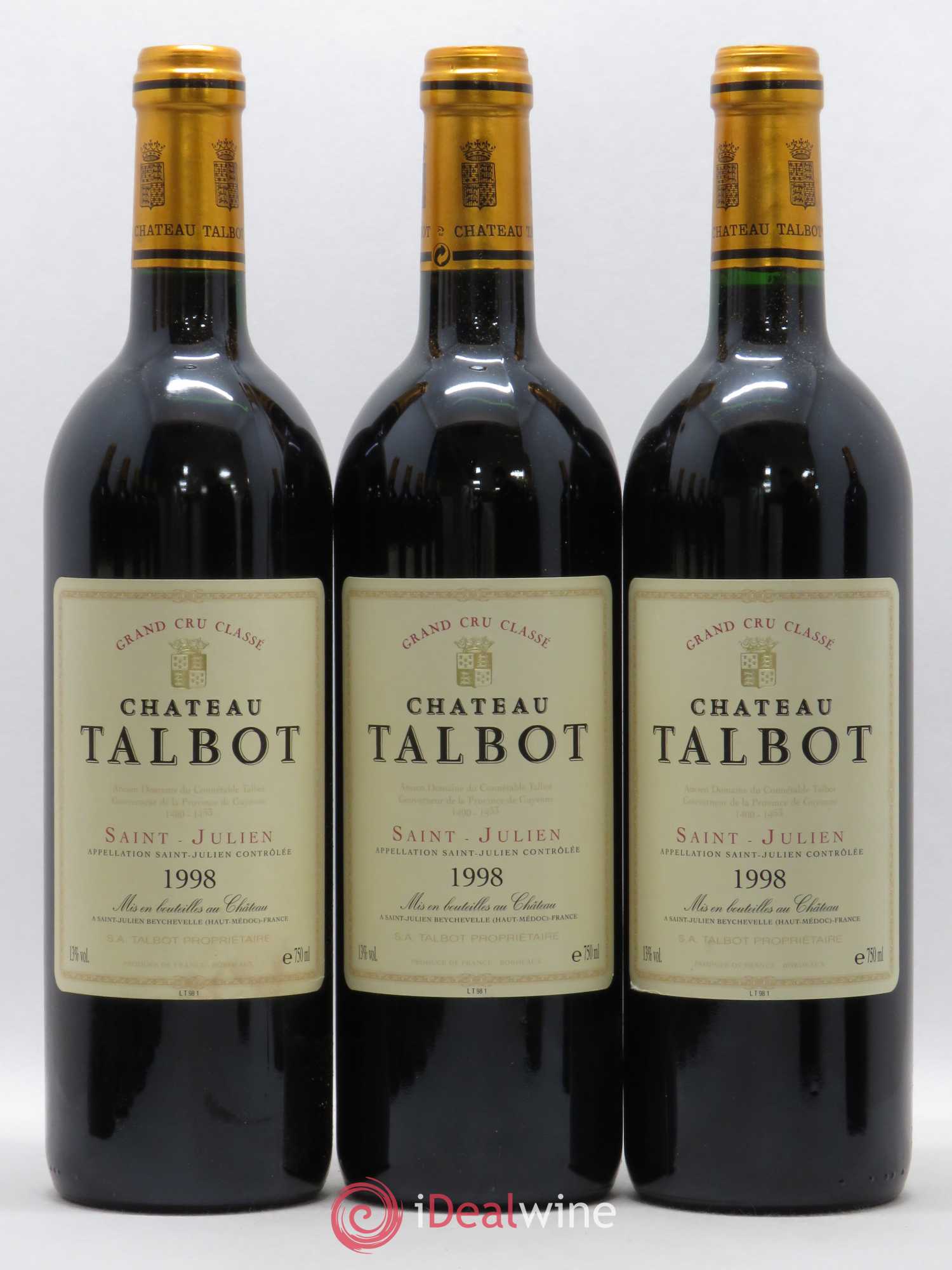Château Talbot 4ème Grand Cru Classé 1998 - Lot de 12 bouteilles - 2