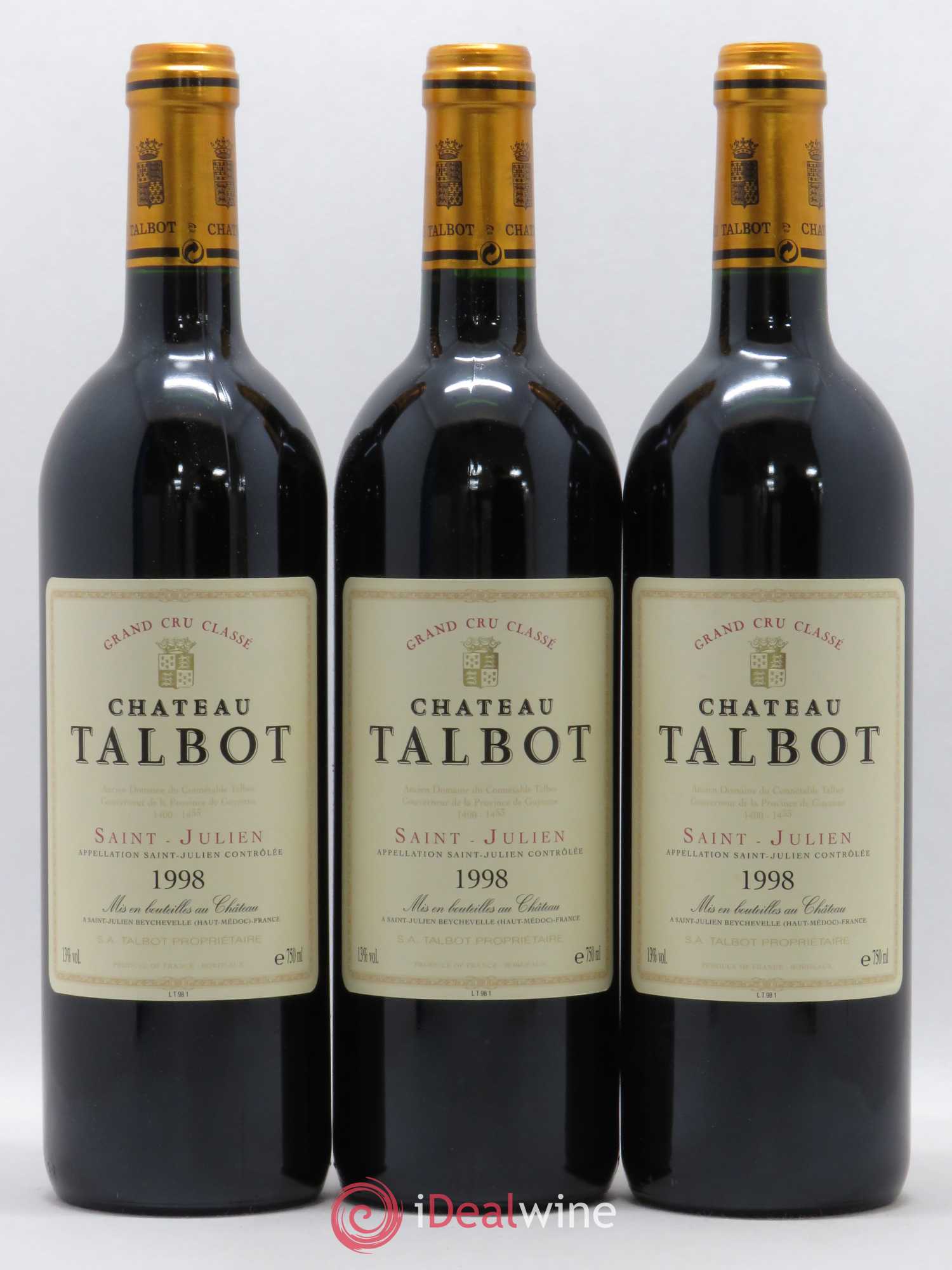 Château Talbot 4ème Grand Cru Classé 1998 - Lot de 12 bouteilles - 4