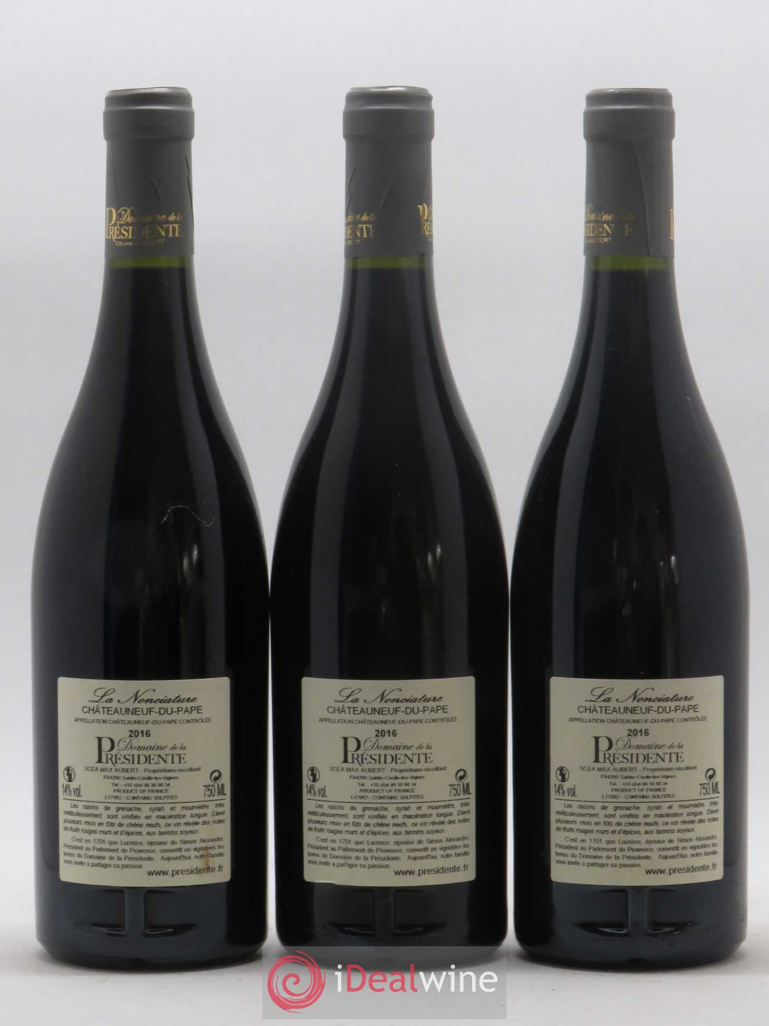Châteauneuf-du-Pape La Nonciature Domaine de la Présidente (sans prix de réserve) 2016 - Posten von 3 Flaschen - 1