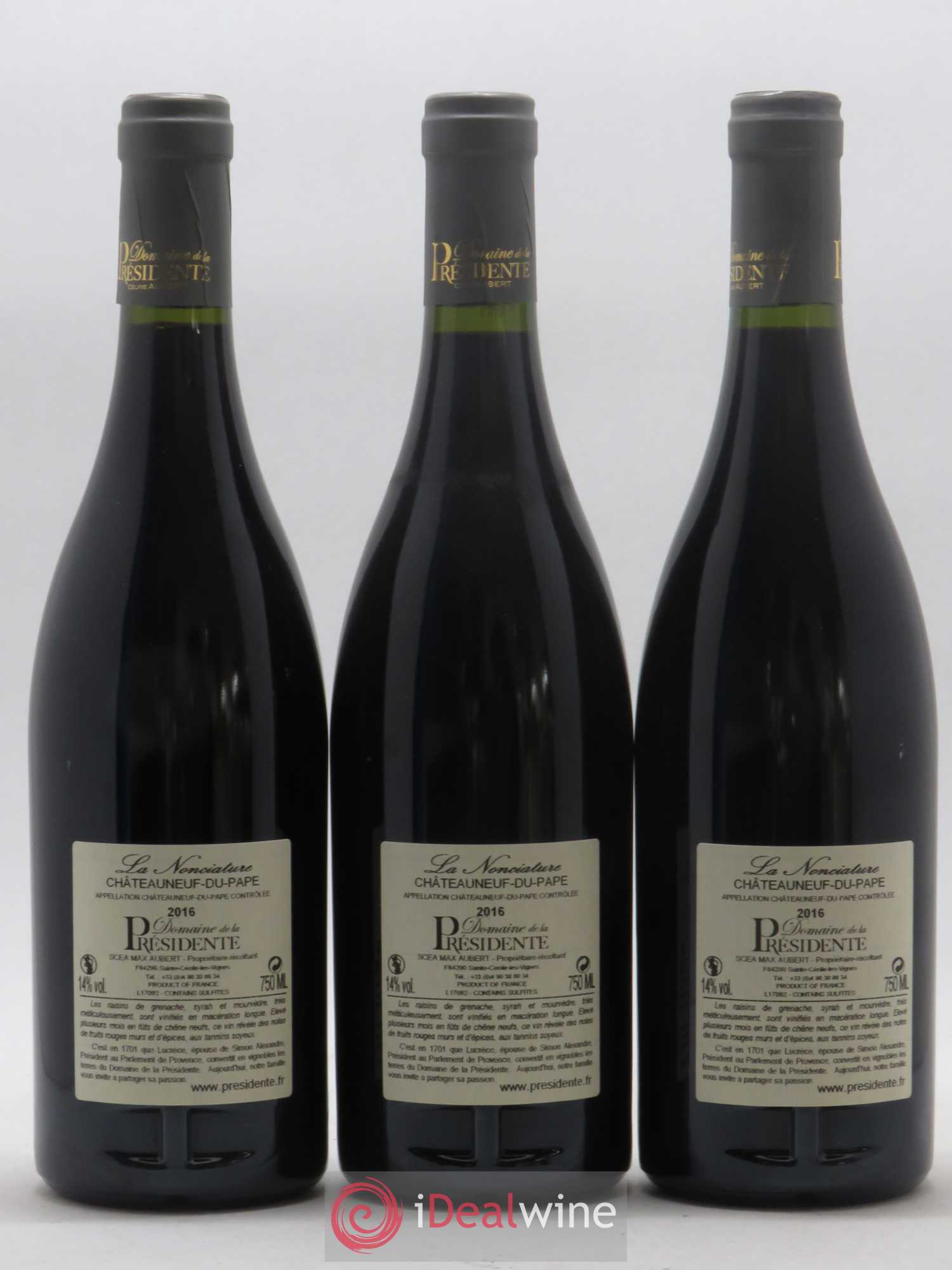 Châteauneuf-du-Pape La Nonciature Domaine de la Présidente (sans prix de réserve) 2016 - Posten von 3 Flaschen - 1