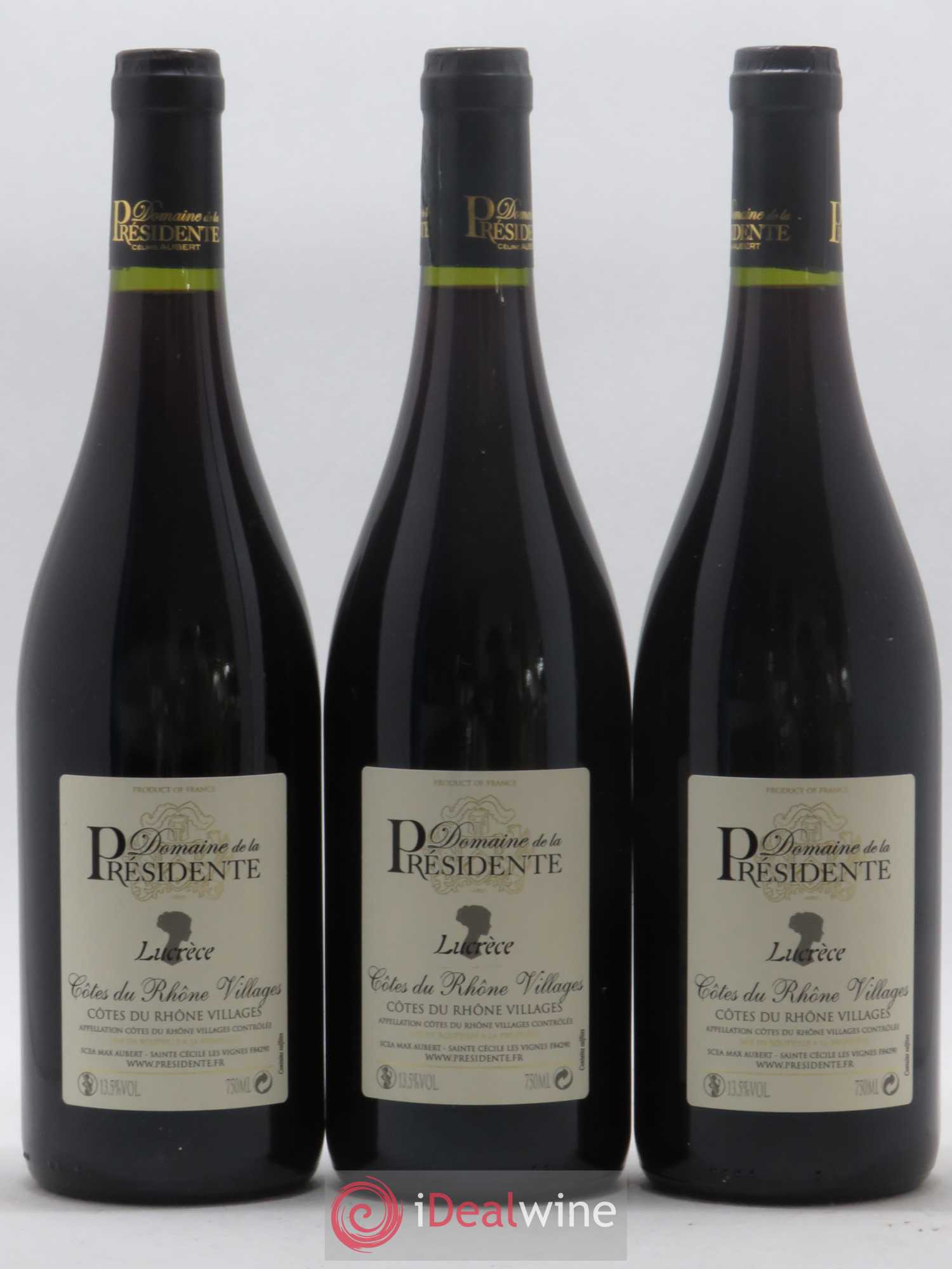 Côtes-du-Rhône Villages Lucrèce Domaine de la Présidente (sans prix de réserve) 2017 - Posten von 3 Flaschen - 0