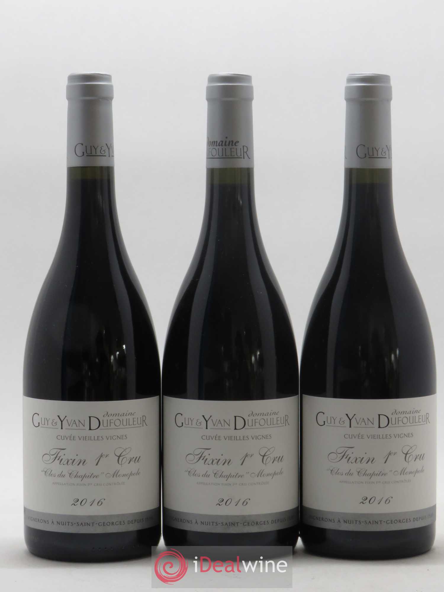 Fixin 1er Cru Clos du Chapitre Vielles Vignes Dufouleur 2016 - Posten von 3 Flaschen - 0