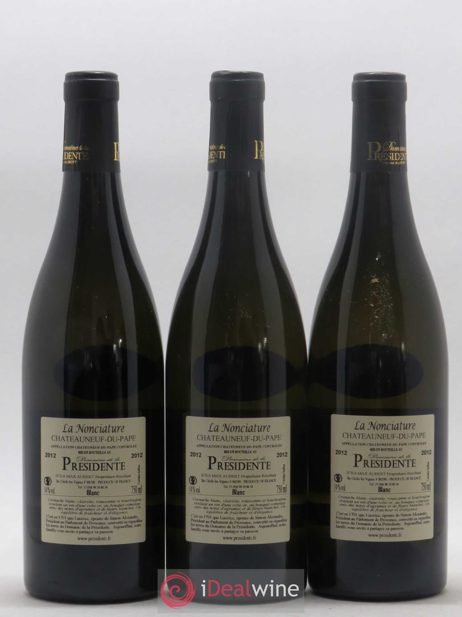 Châteauneuf-du-Pape La Nonciature Domaine de La Présidente (sans prix de réserve) 2012 - Posten von 3 Flaschen - 1