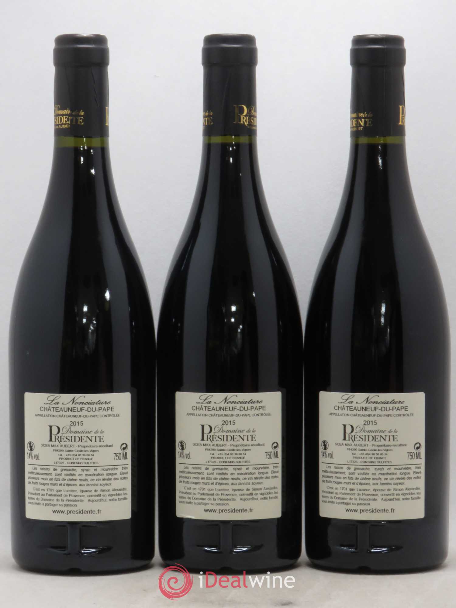 Châteauneuf-du-Pape La Nonciature Domaine de La Presidence 2015 - Posten von 3 Flaschen - 1