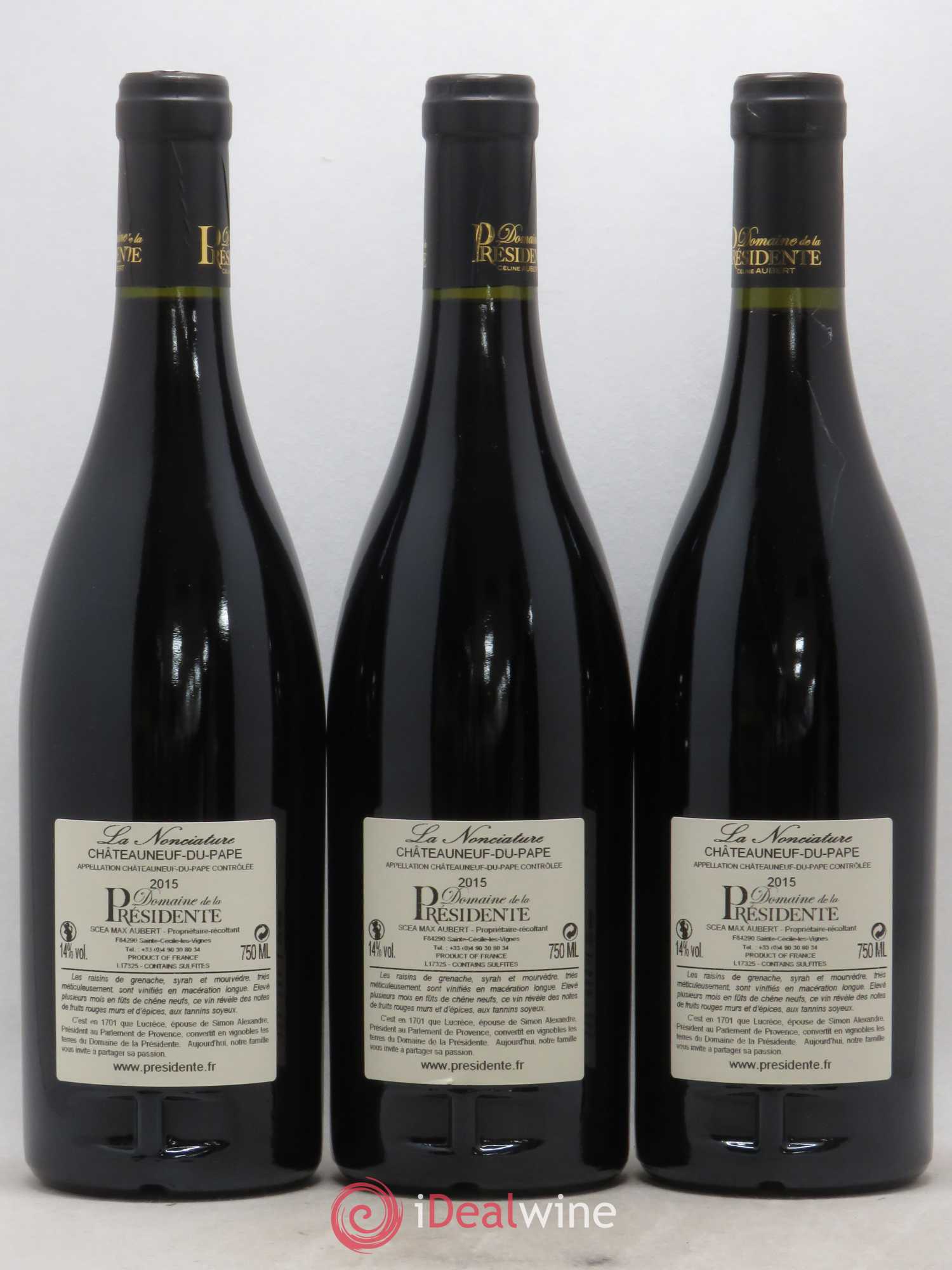 Châteauneuf-du-Pape La Nonciature Domaine de La Presidence 2015 - Posten von 3 Flaschen - 1