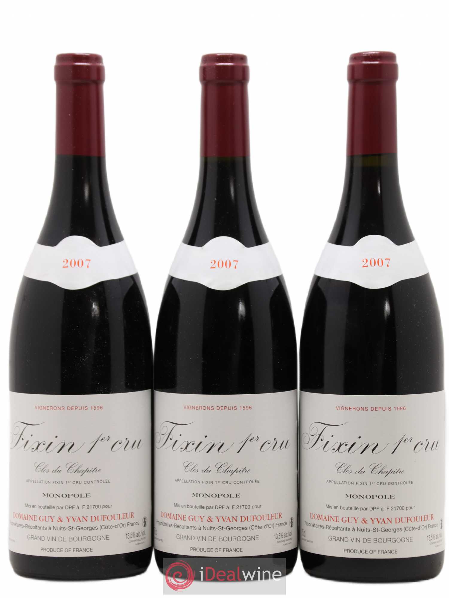 Fixin 1er Cru Clos Du Chapitre Dufouleur 2007 - Posten von 3 Flaschen - 0