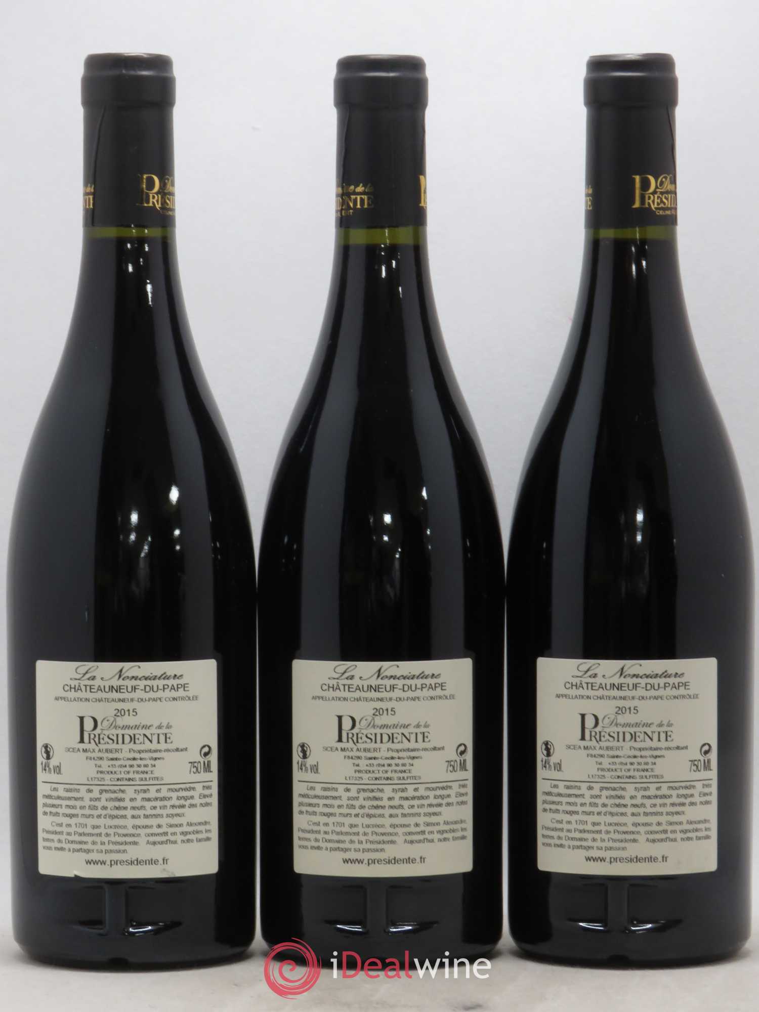 Châteauneuf-du-Pape La Nonciature Domaine de La Presidence 2015 - Posten von 3 Flaschen - 1