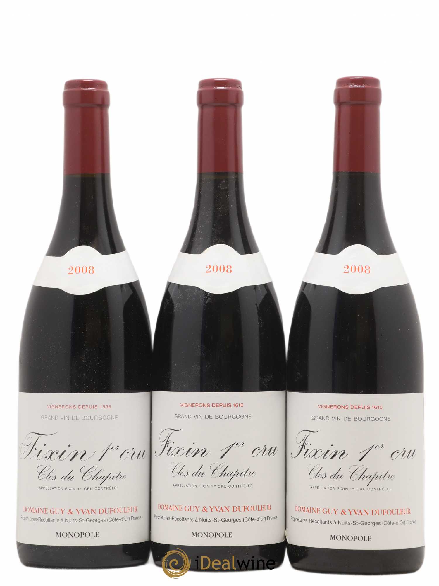 Fixin 1er Cru Clos Du Chapitre Domaine Guy et Yvan Dufouleur 2008 - Posten von 3 Flaschen - 0