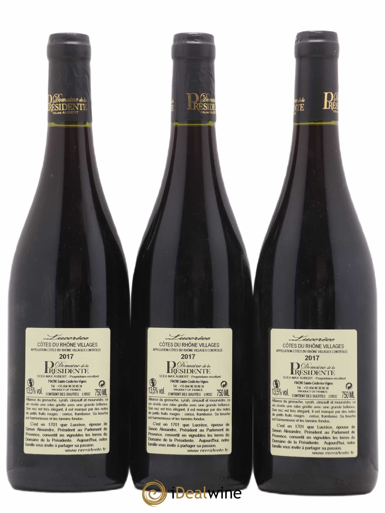 Côtes-du-Rhône La Lucrece Domaine de la Présidente 2017 - Posten von 3 Flaschen - 1