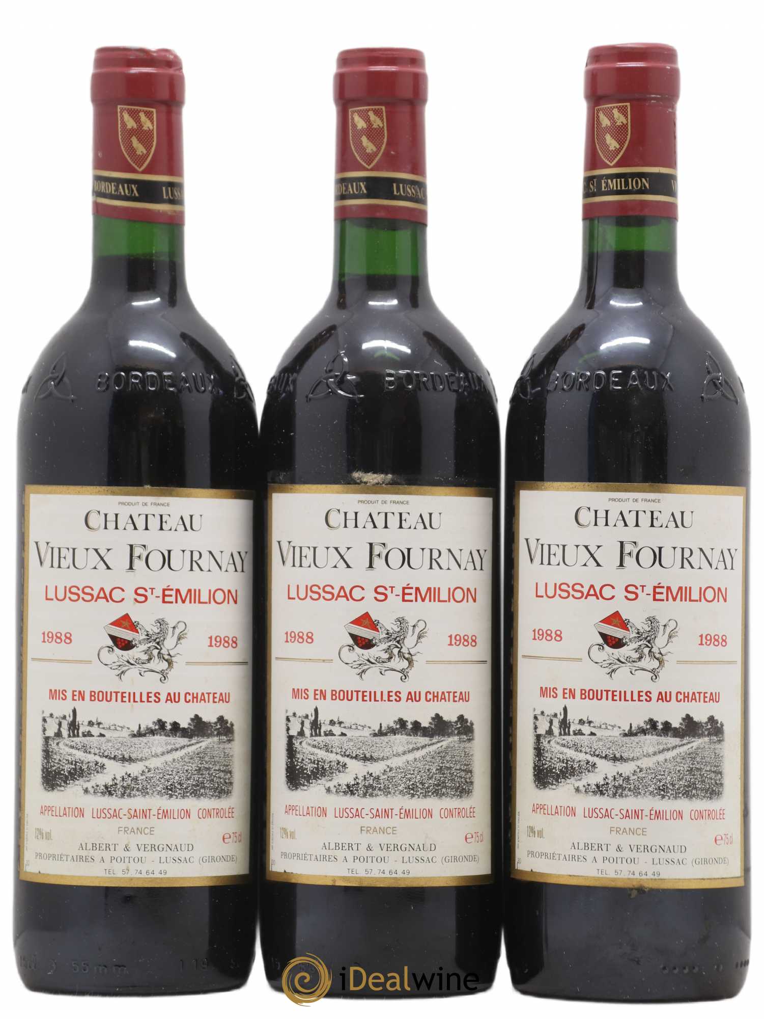 Lussac Saint-Émilion Château Vieux Fournay 1988 - Posten von 3 Flaschen - 0