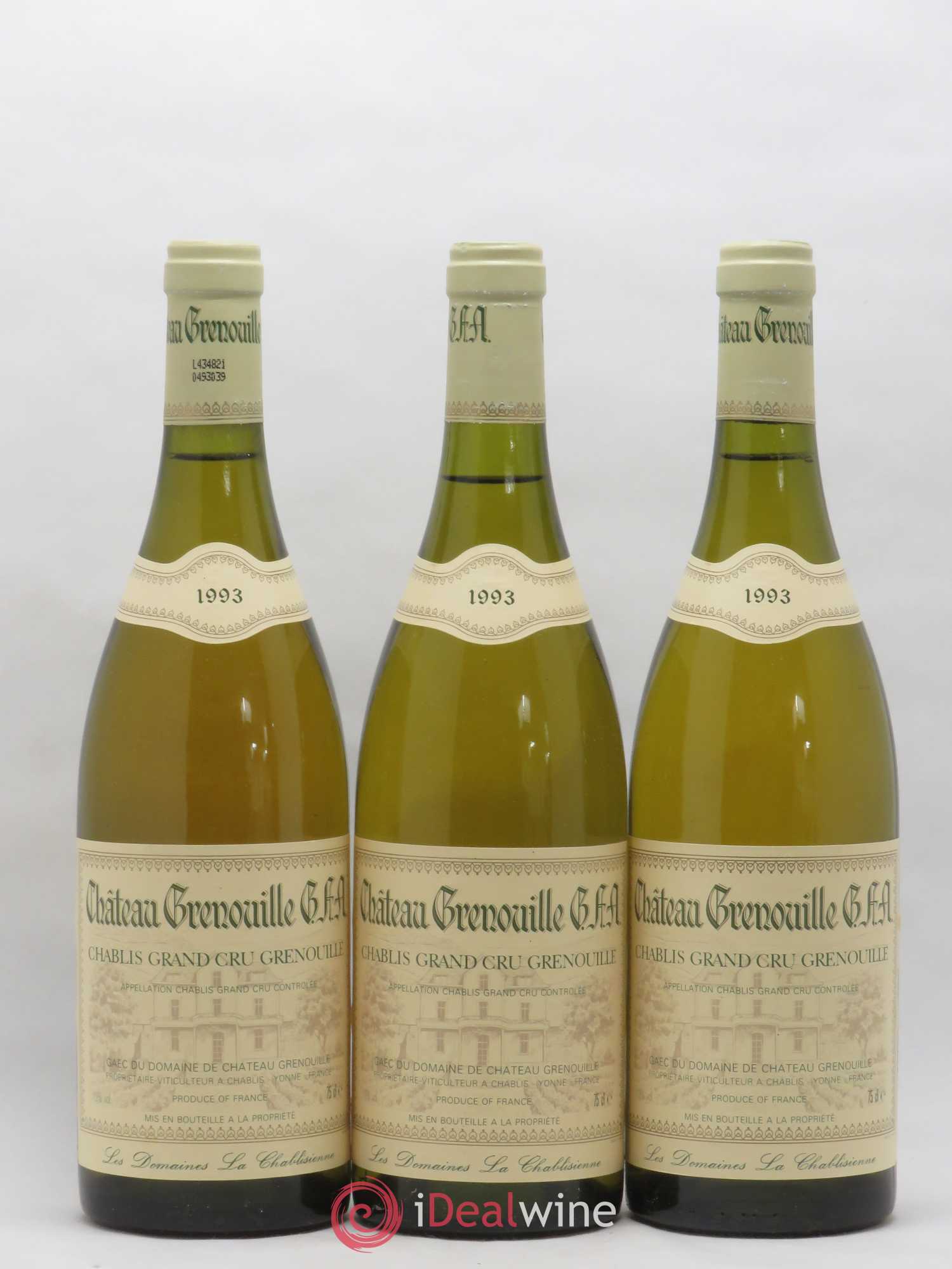 Chablis Grand Cru Grenouilles Château Grenouille - La Chablisienne Château Grenouilles 1993 - Posten von 3 Flaschen - 0