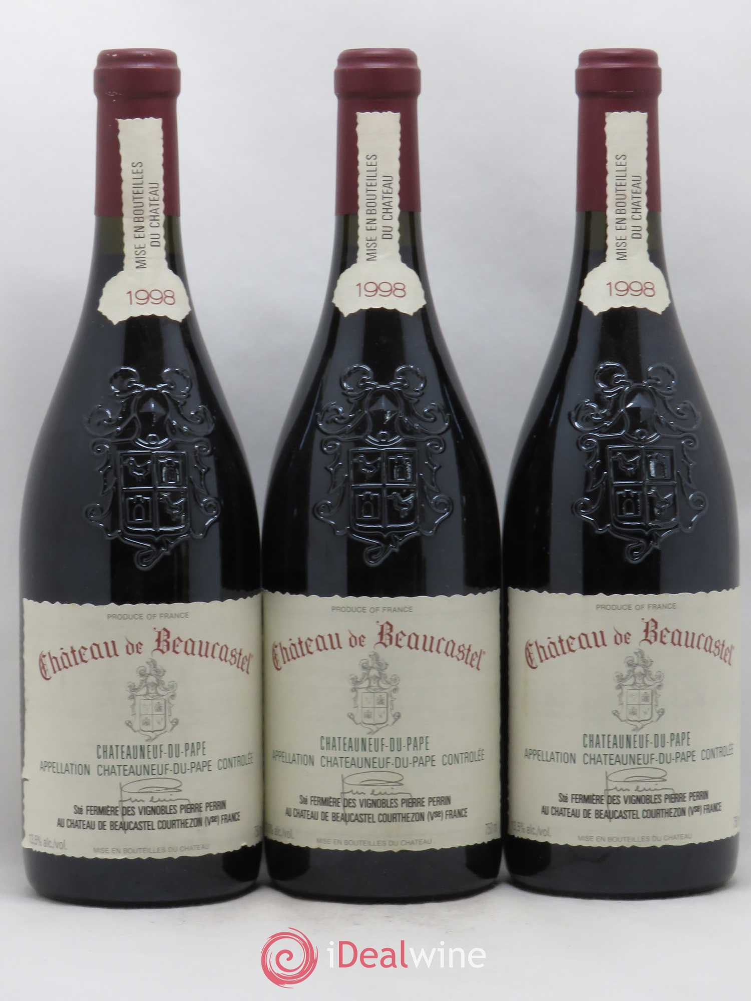 Châteauneuf-du-Pape Château de Beaucastel Famille Perrin 1998 - Lot de 3 bouteilles - 0